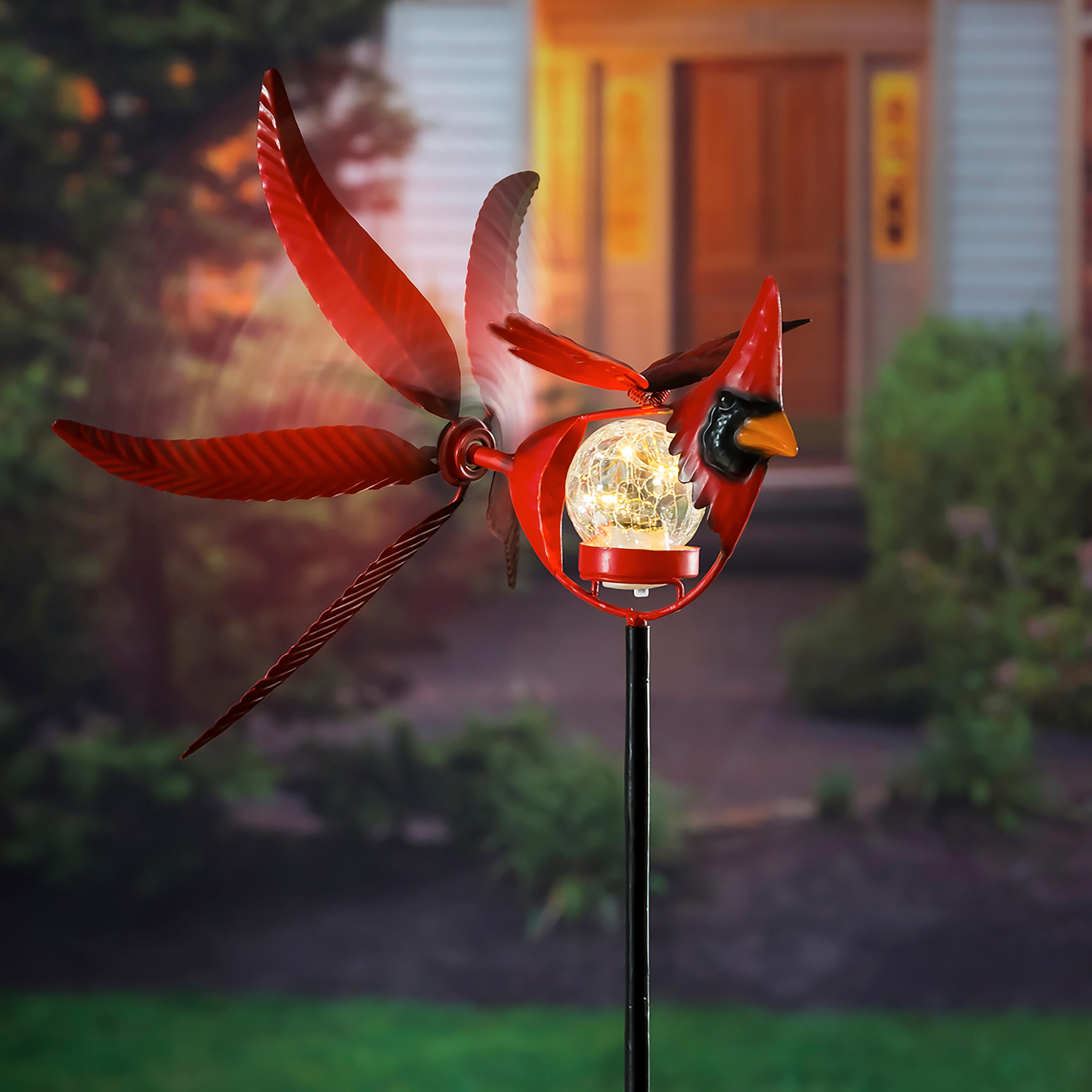 Memorial Mobile, Solar Cardinal Metal Wind Spinner with Glass Orb