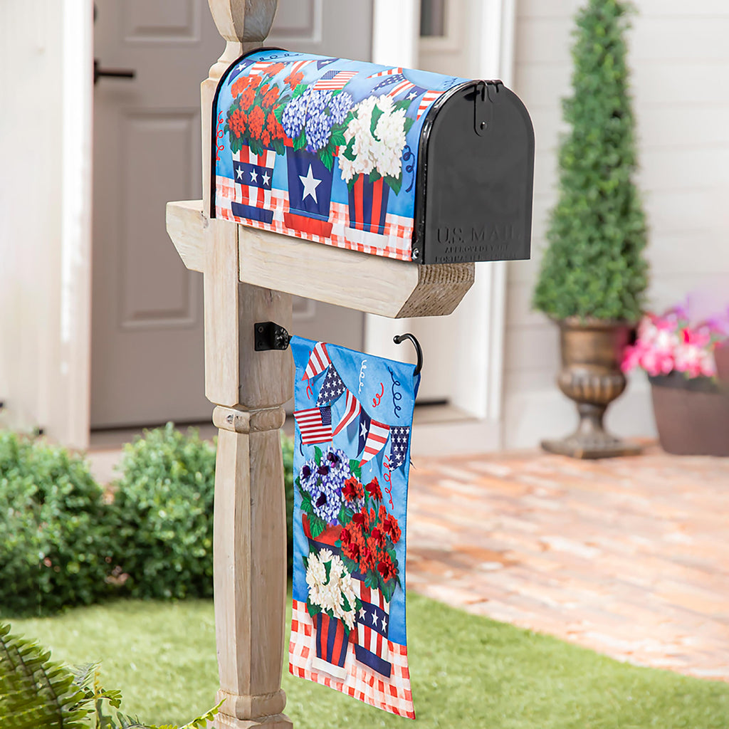 Patriotic Flower Pot Garden Linen Flag