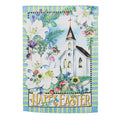 Easter Church with Flowers Suede House Flag