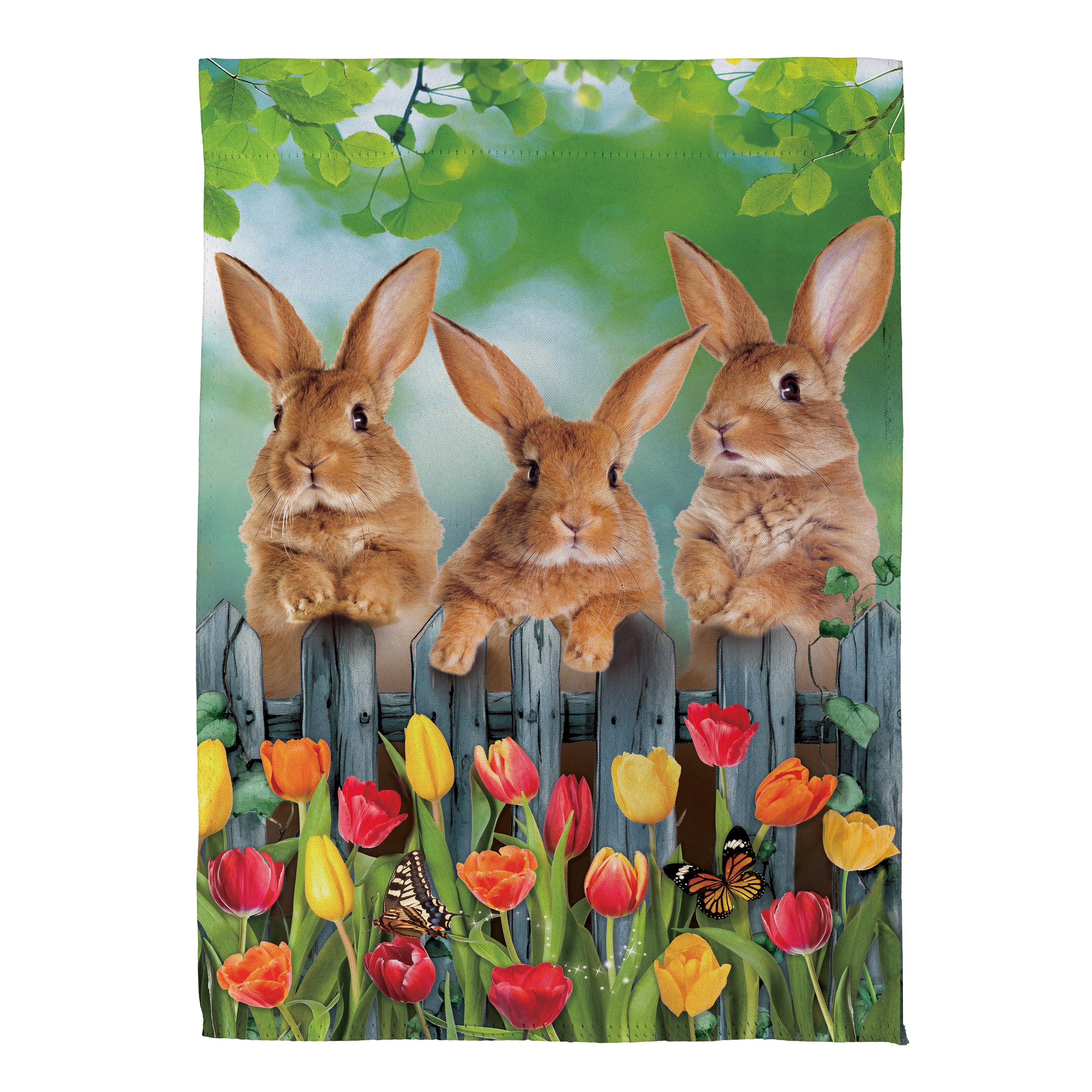 Whimsy Bunny Trio Suede House Flag