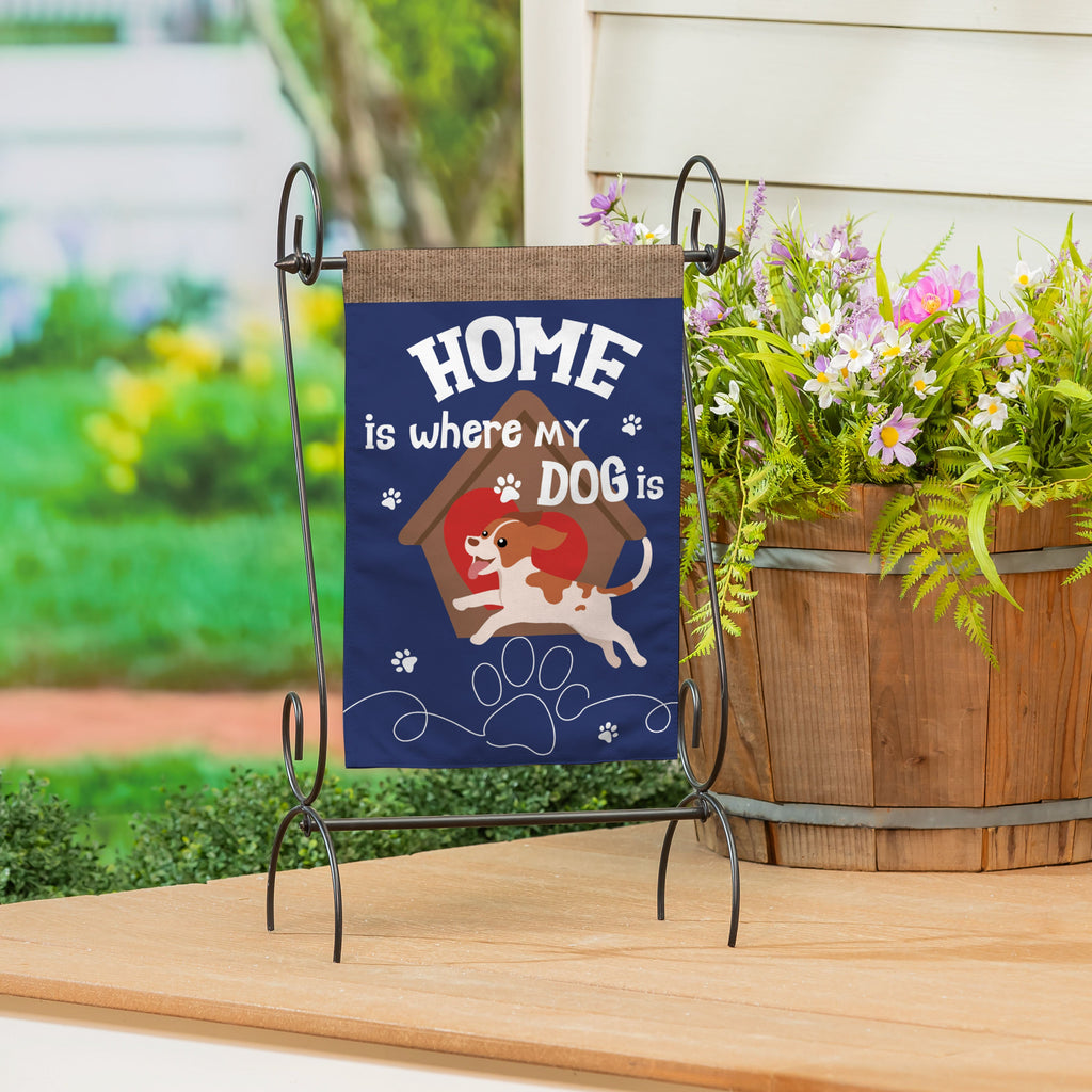Home Is Where My Dog Is Burlap Garden Flag