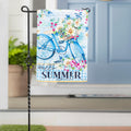 Hello Summer Bike Garden Suede Flag