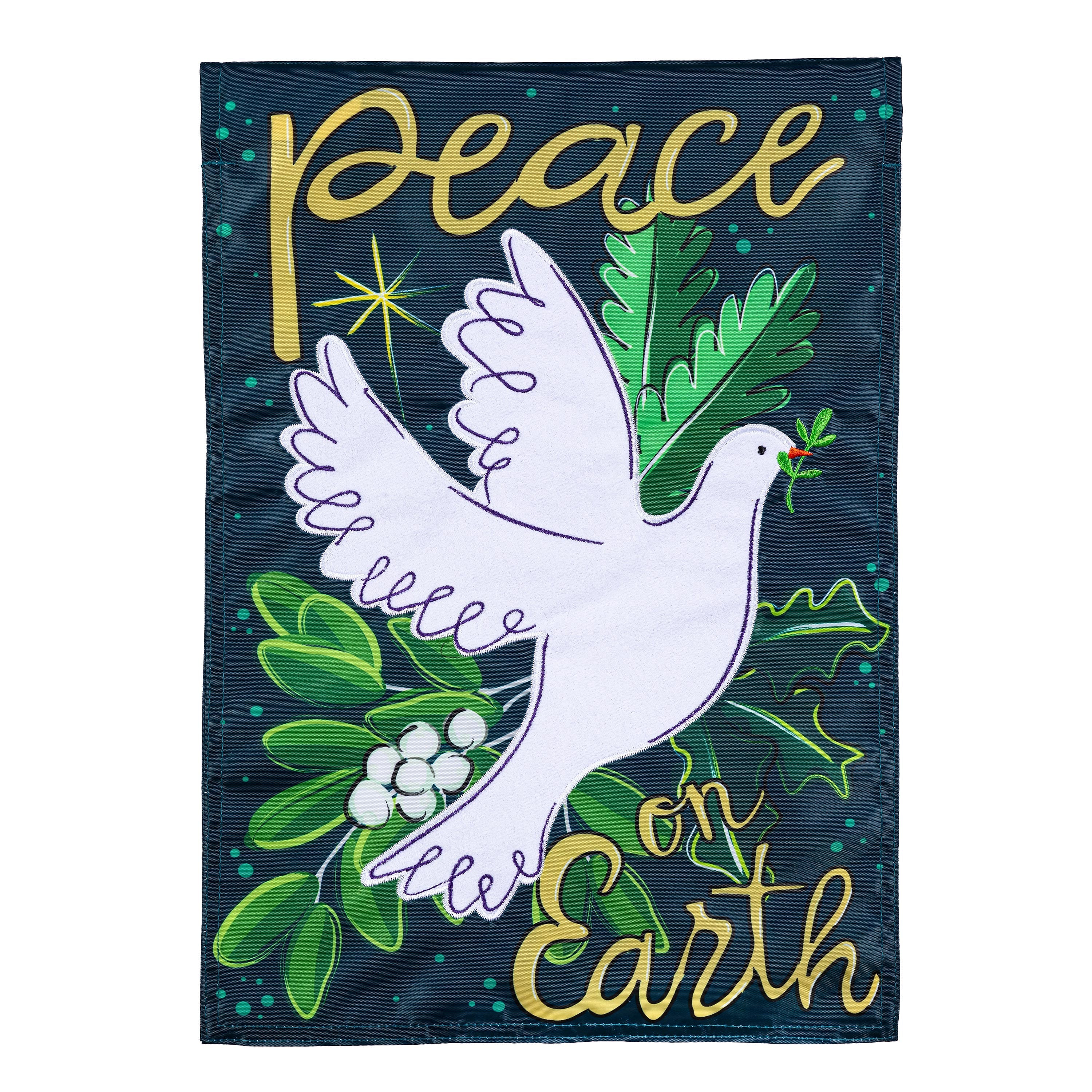 Peace On Earth Applique Garden Flag