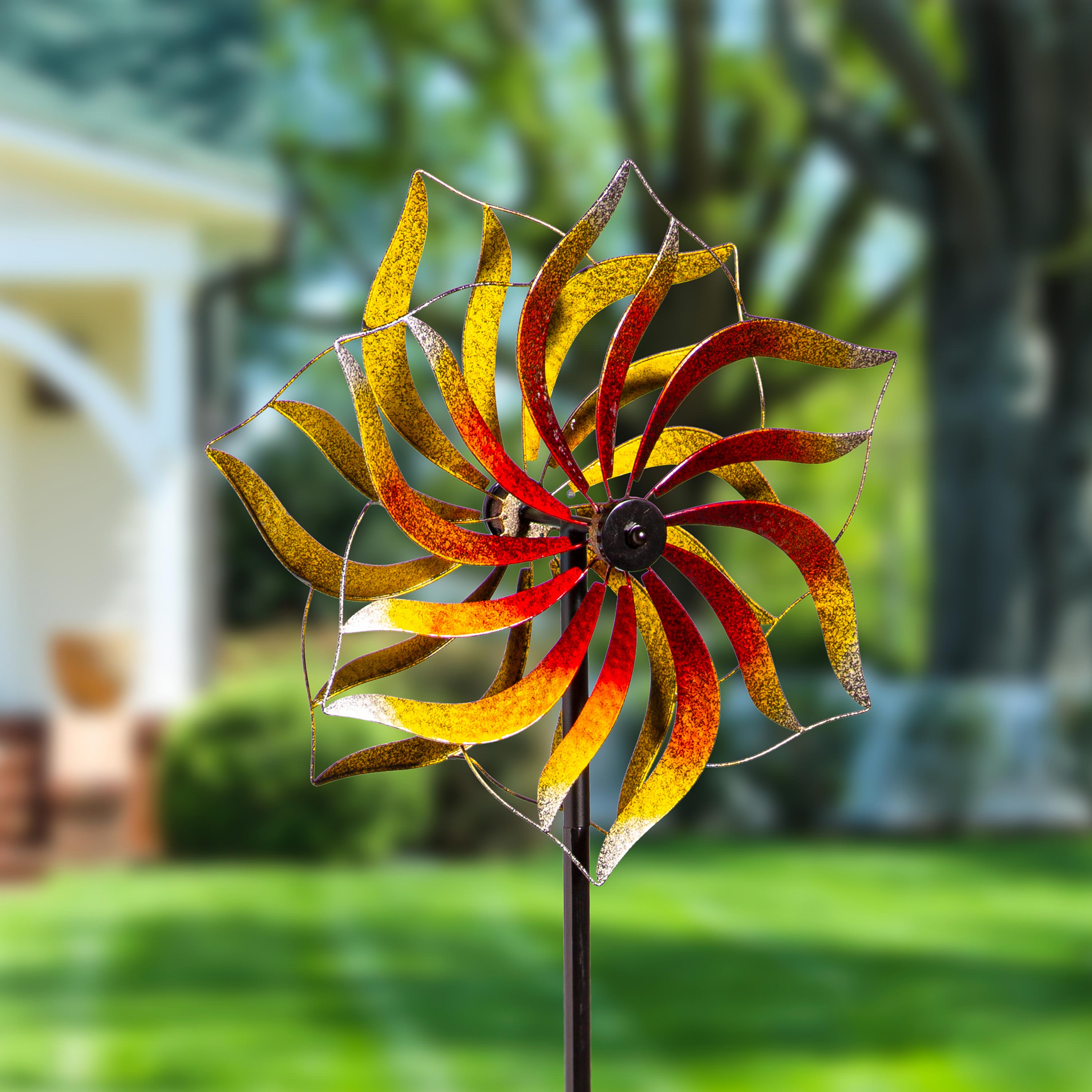 Metal Wind Spinner, Summer Flower,75"H