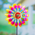 75"H Wind Spinner, Magenta Tulip Petals