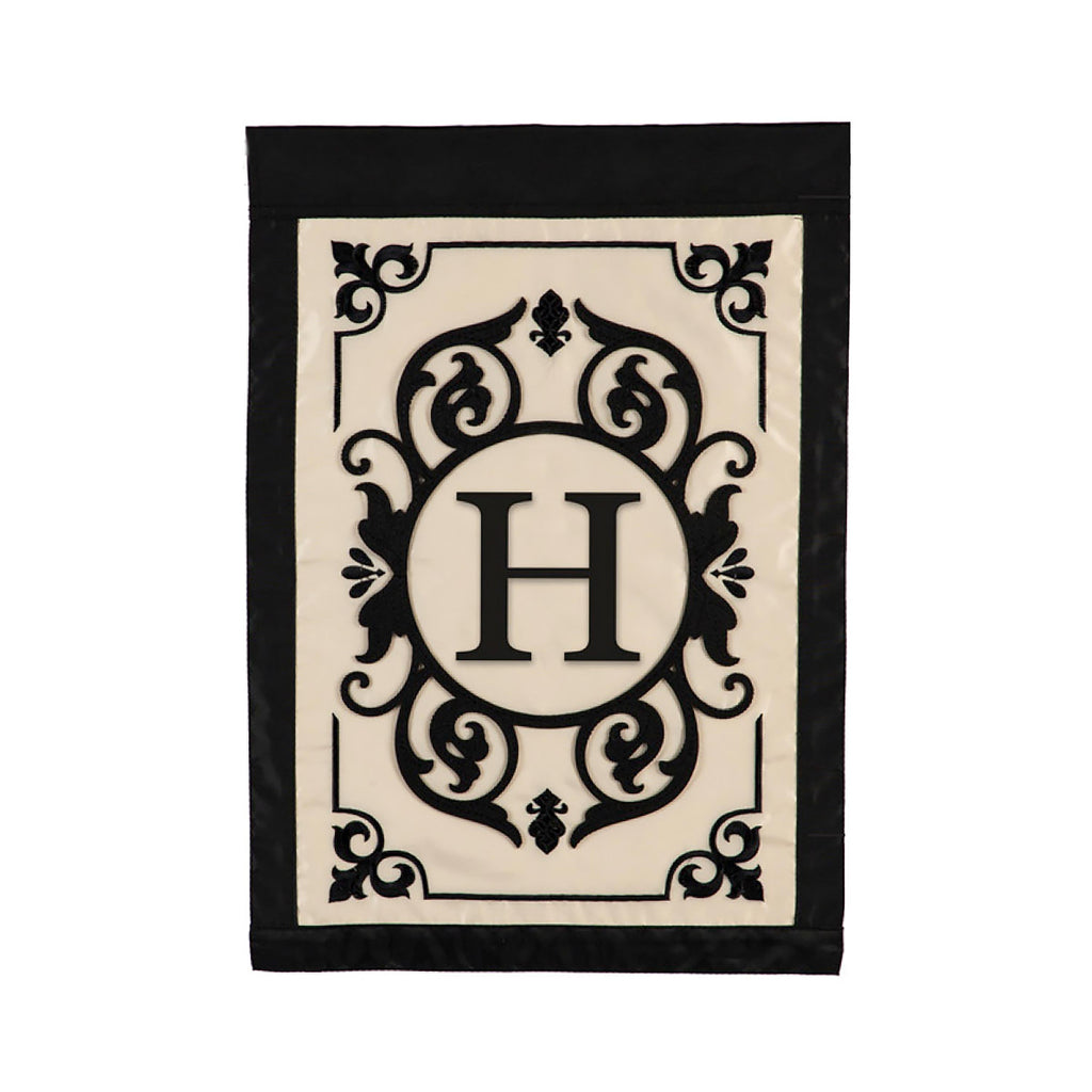 Cambridge Monogram Garden Applique Flag, Letter H