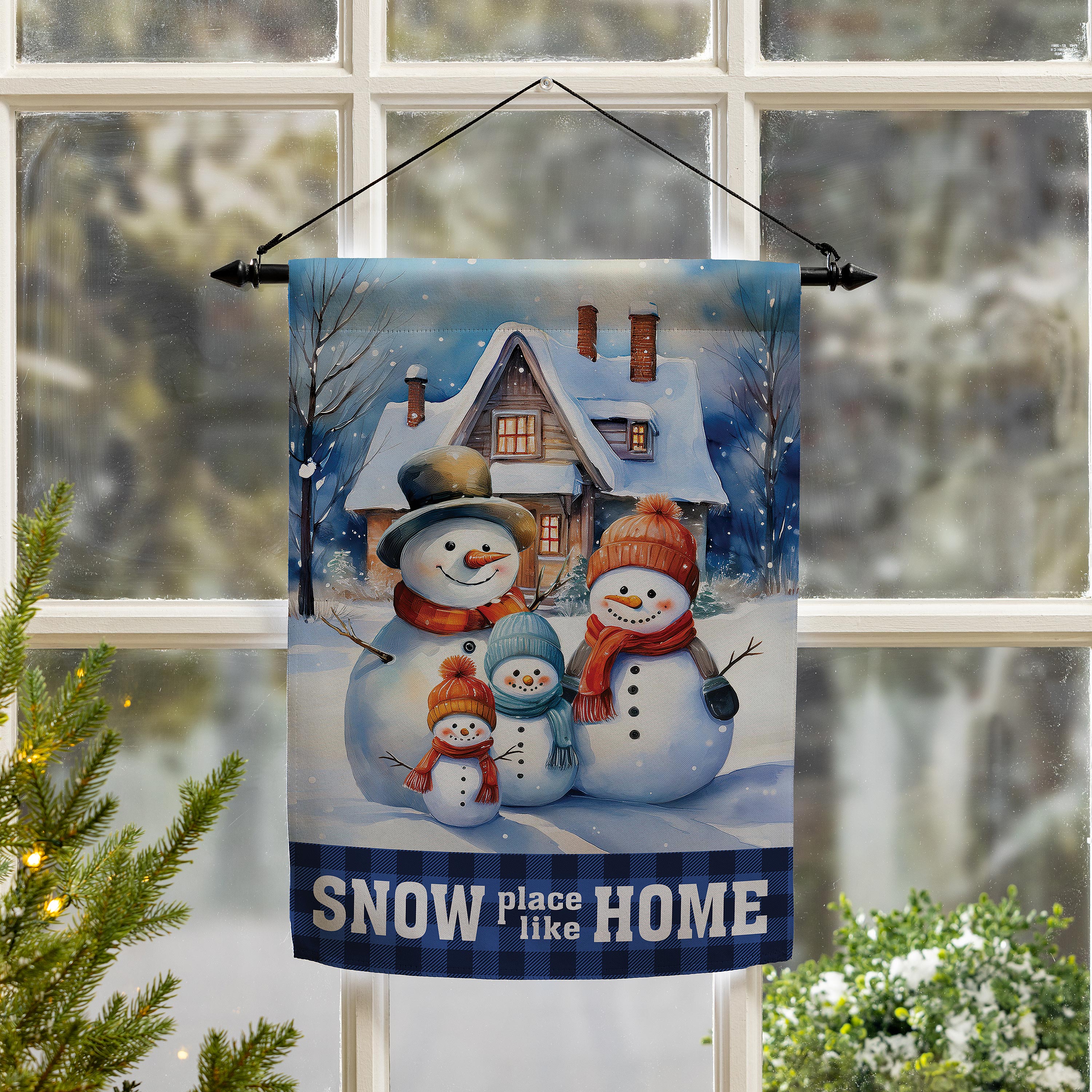 Snow Place Like Home Suede Garden Flag