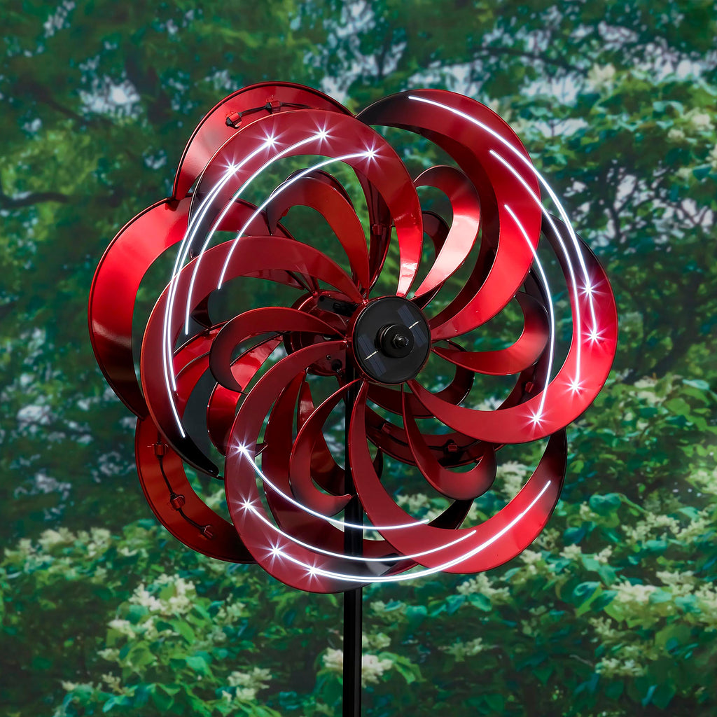 75"H Solar Wind Spinner, Red Center Swirl