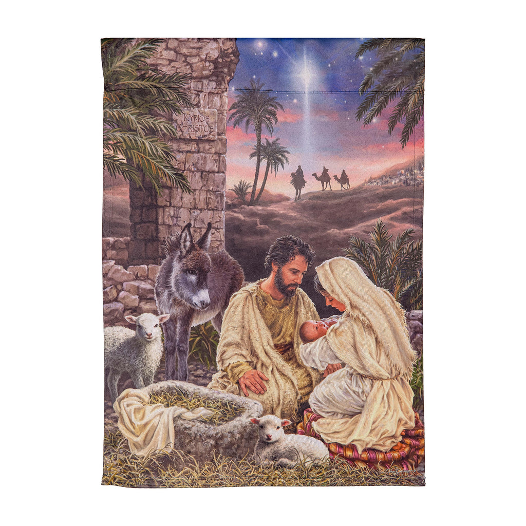 Brilliant Nativity Suede Garden Flag