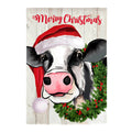 Christmas Cow Burlap House Flag