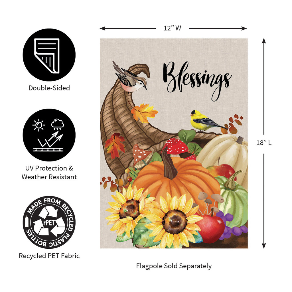 Grateful Cornucopia Suede Garden  Flag