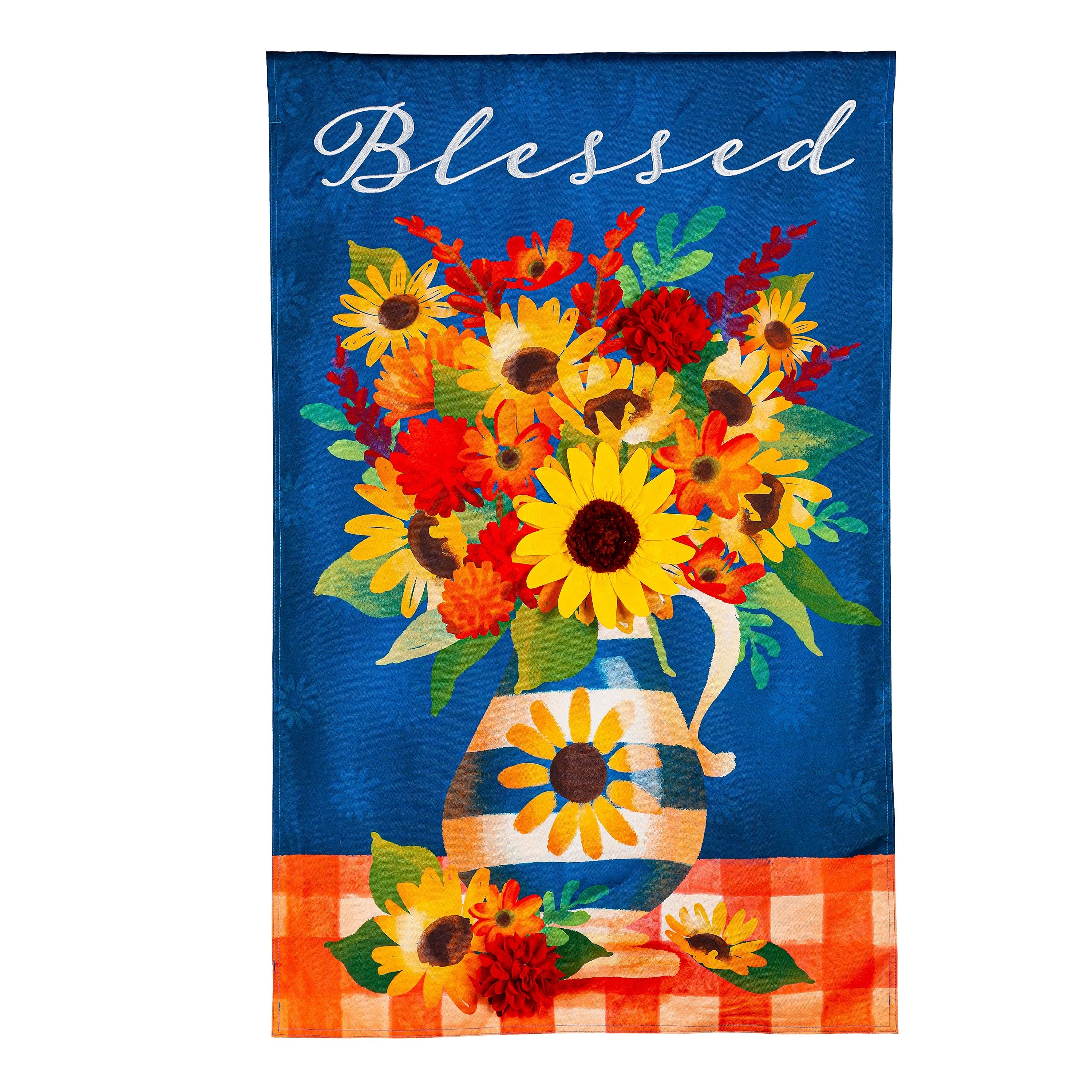 Blessed Floral Arrangement House Linen Flag