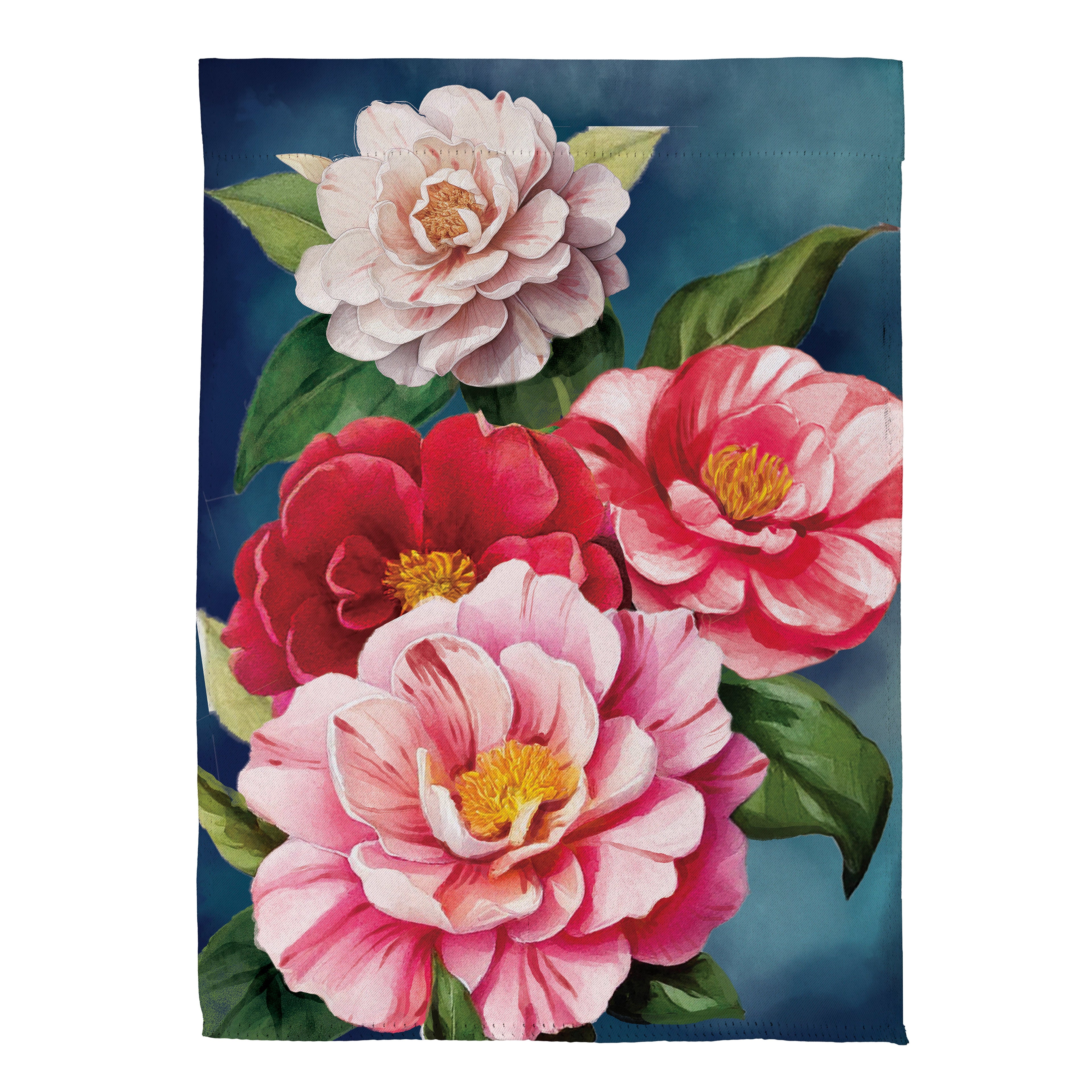 Multicolor Camellias Suede Garden Flag