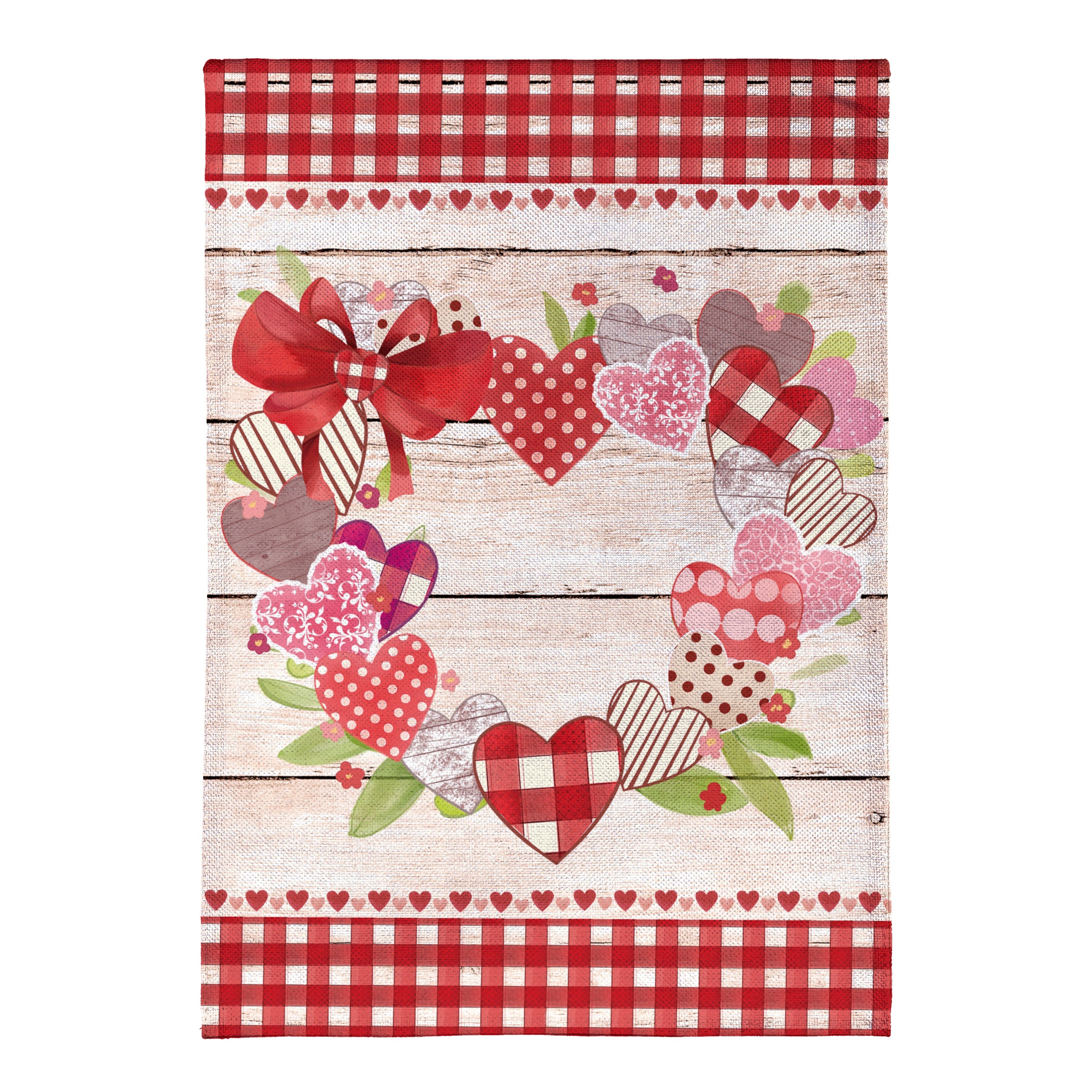 Country Heart Wreath Burlap House Flag