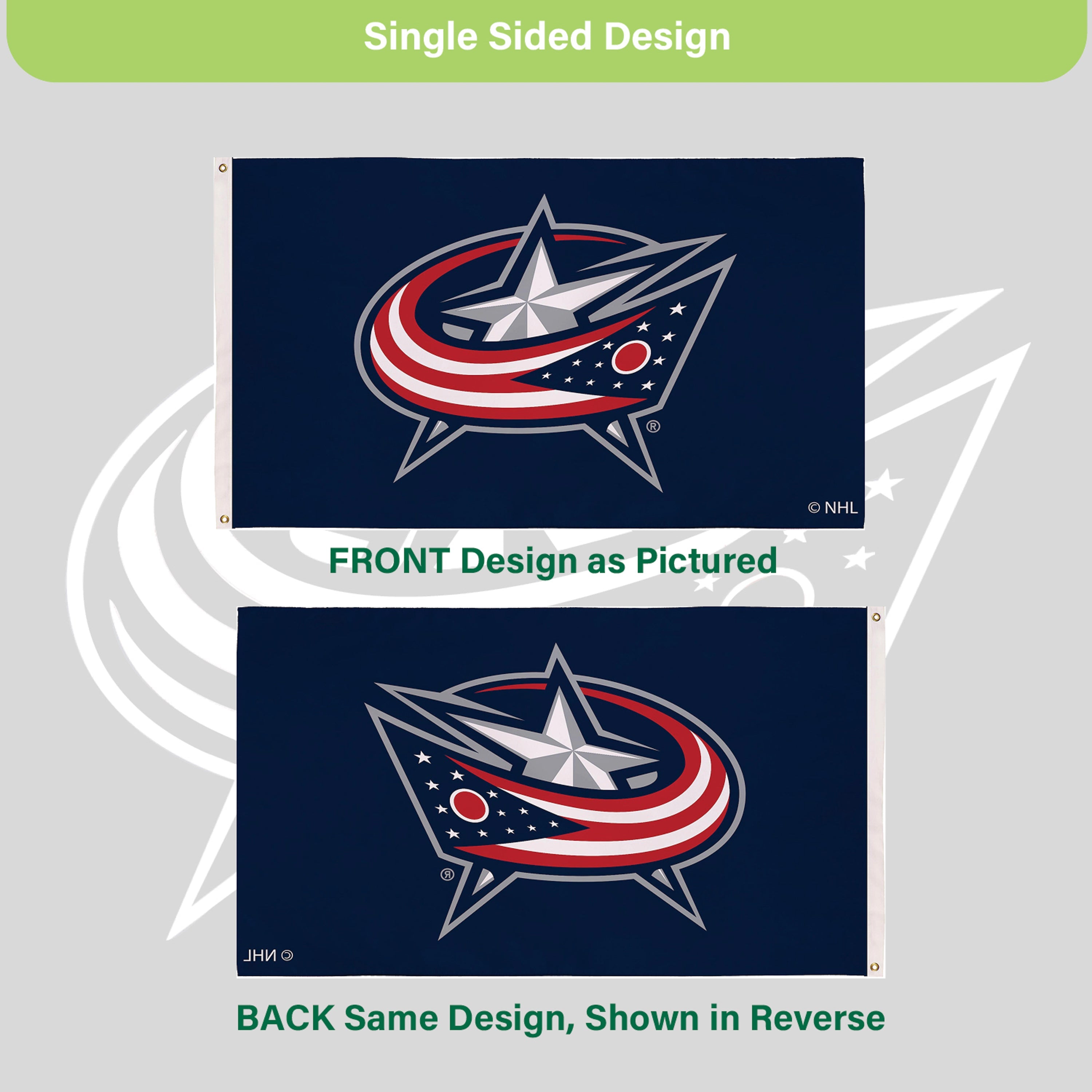 Columbus Blue Jackets Single Sided Flag with 2 Grommets, 3'x5'