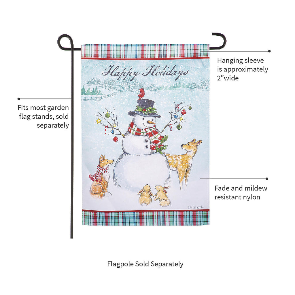 Snowman Holiday Reversible Suede Garden Flag