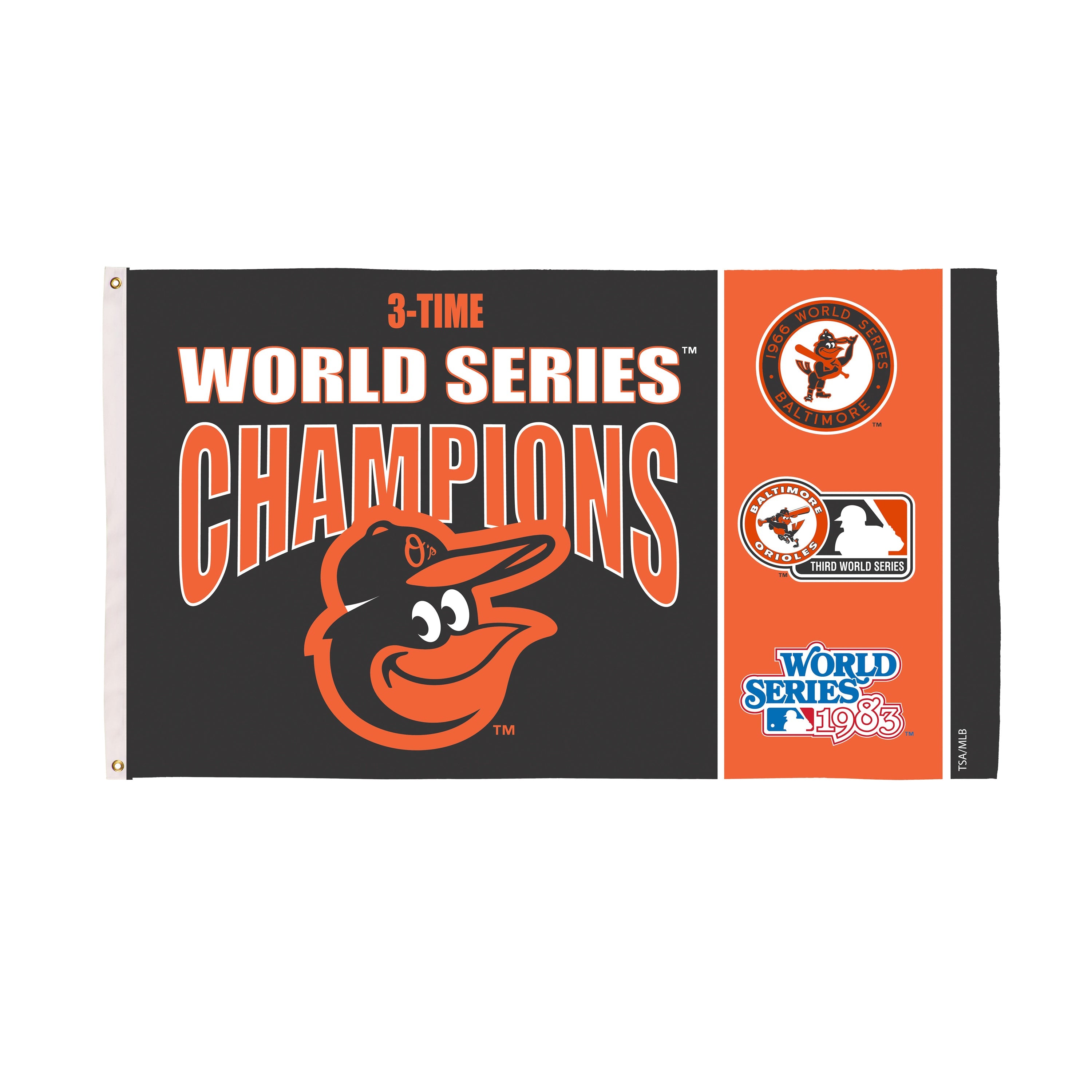Baltimore Orioles Single Sided Flag w/ 2 Grommets, 3'x5' Multi Win Flag