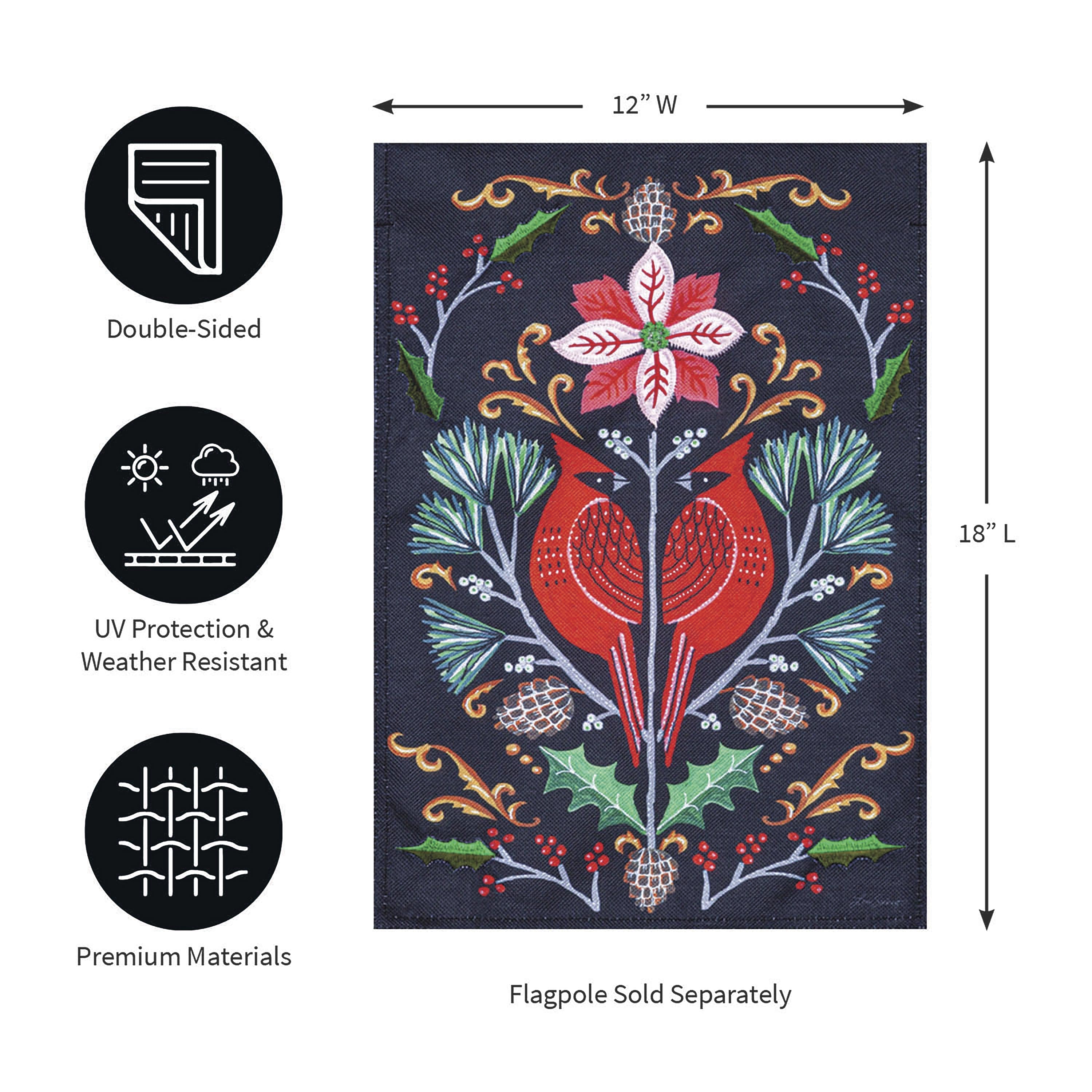 Cardinal Damask Burlap Garden Flag