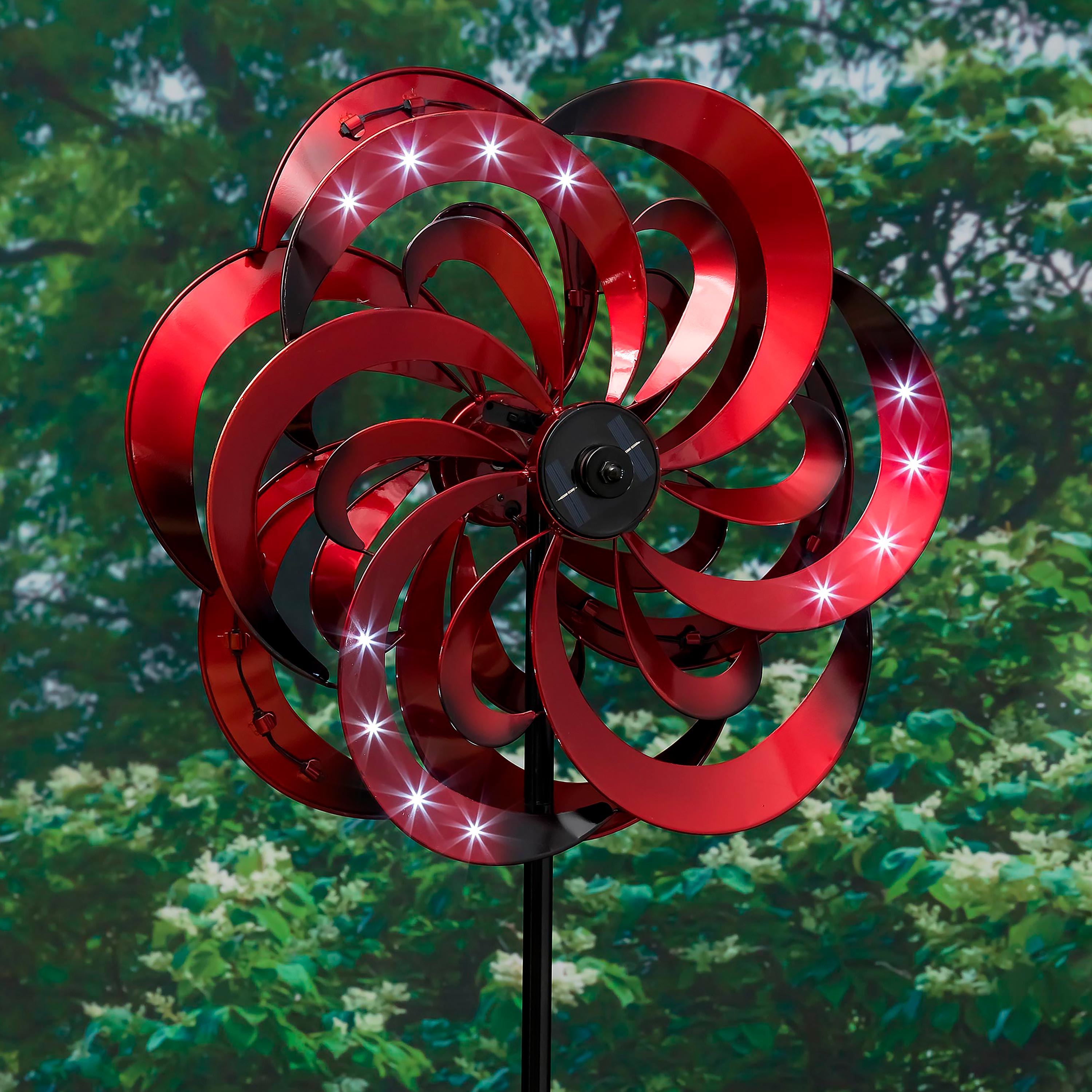 75"H Solar Wind Spinner, Red Center Swirl