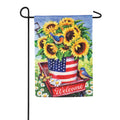 Patriotic Sunflower Wagon Garden Textured Suede Flag