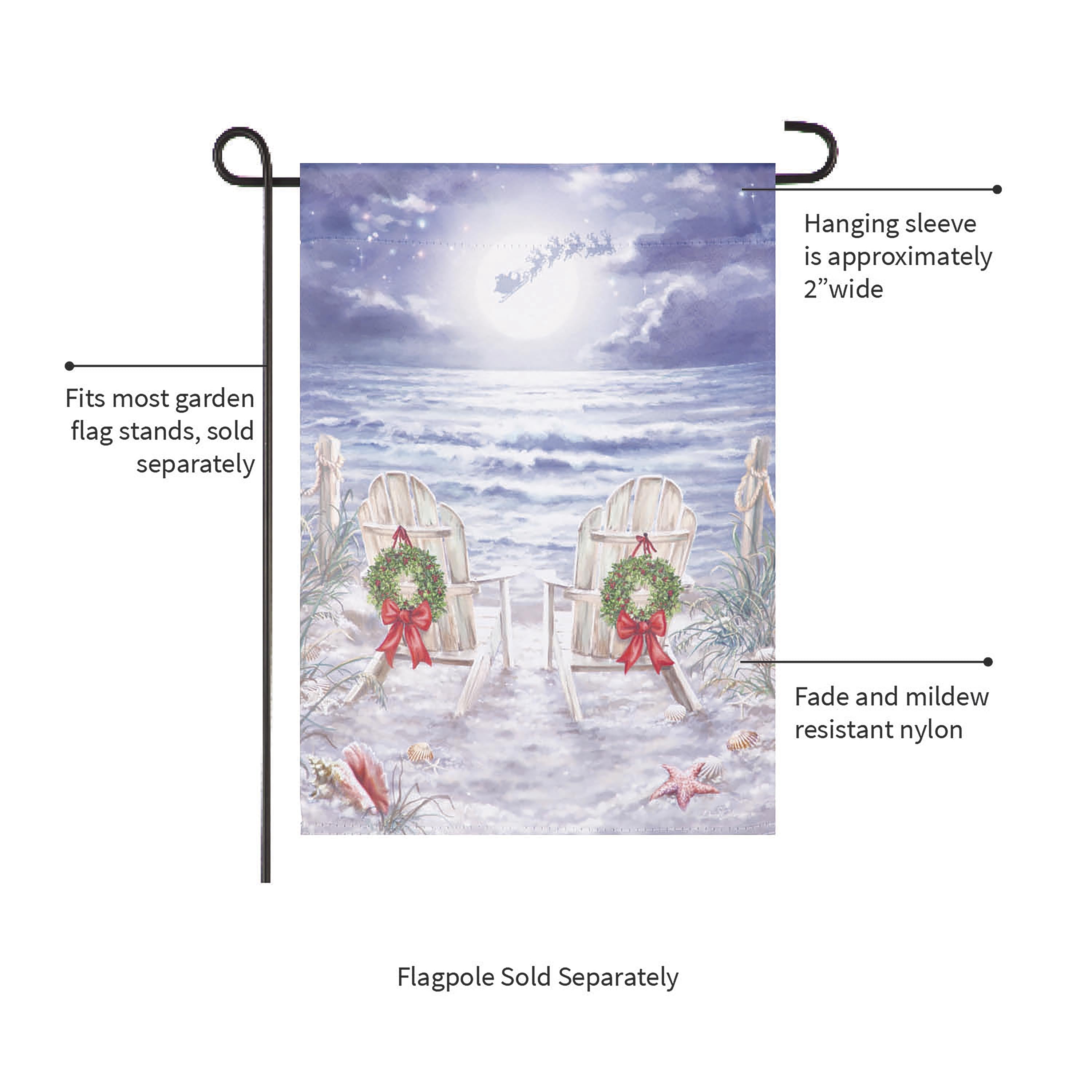 Christmas on the Beach Suede Garden Flag