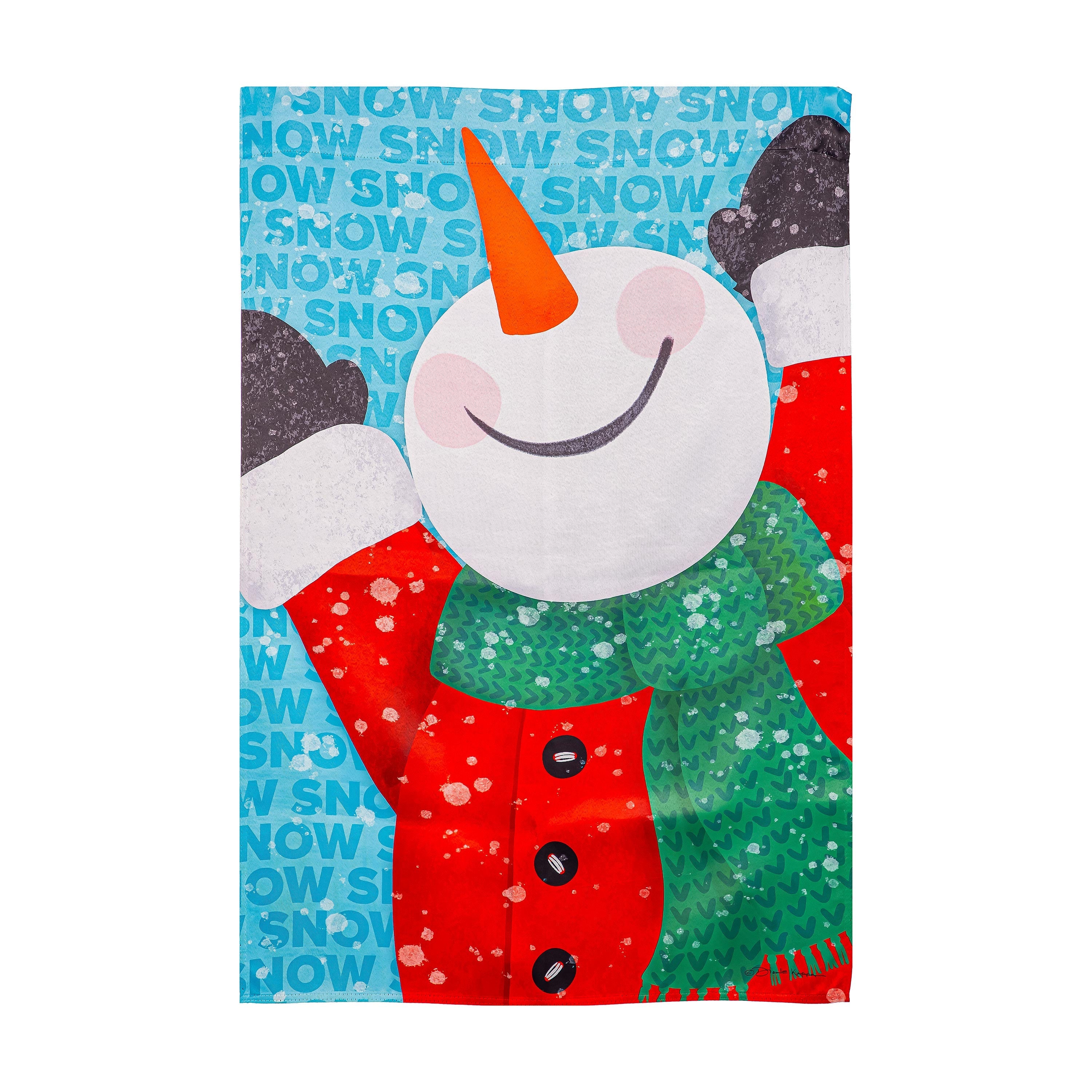 Happy Snowman Suede House Flag