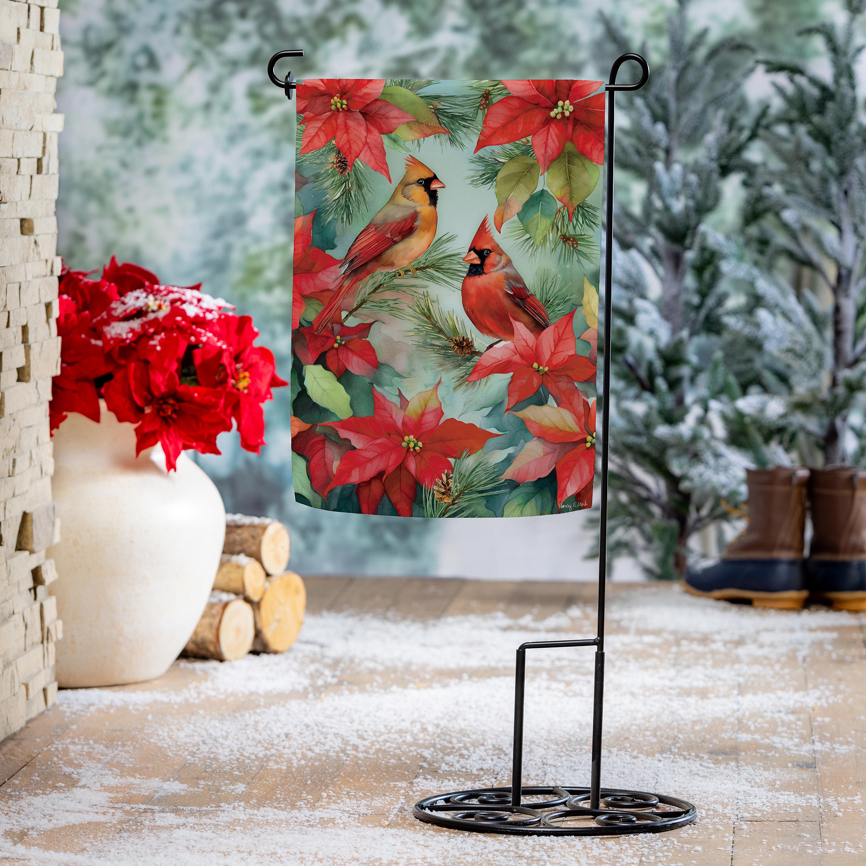 Cardinals In Winter Suede Garden Flag