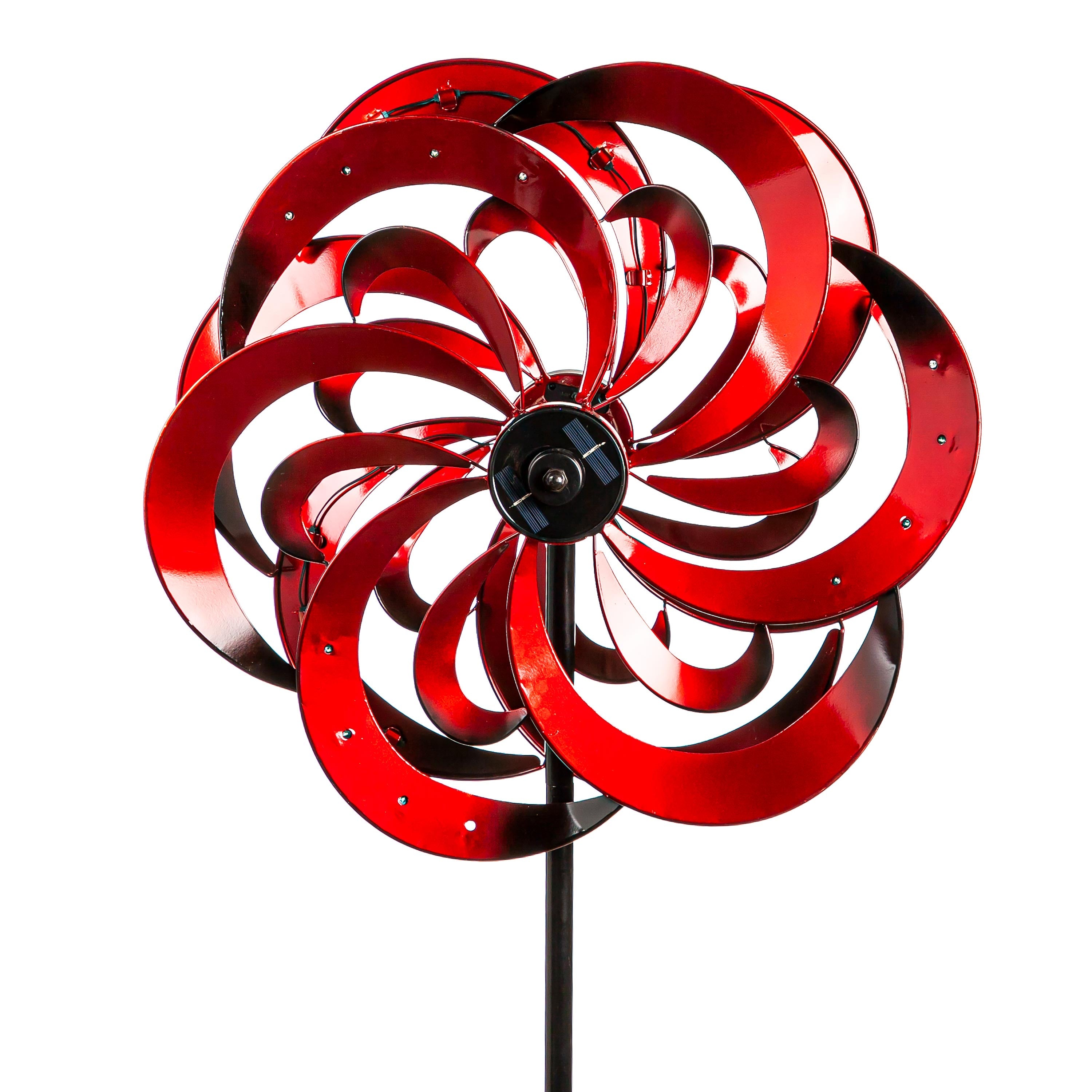 75"H Solar Wind Spinner, Red Center Swirl