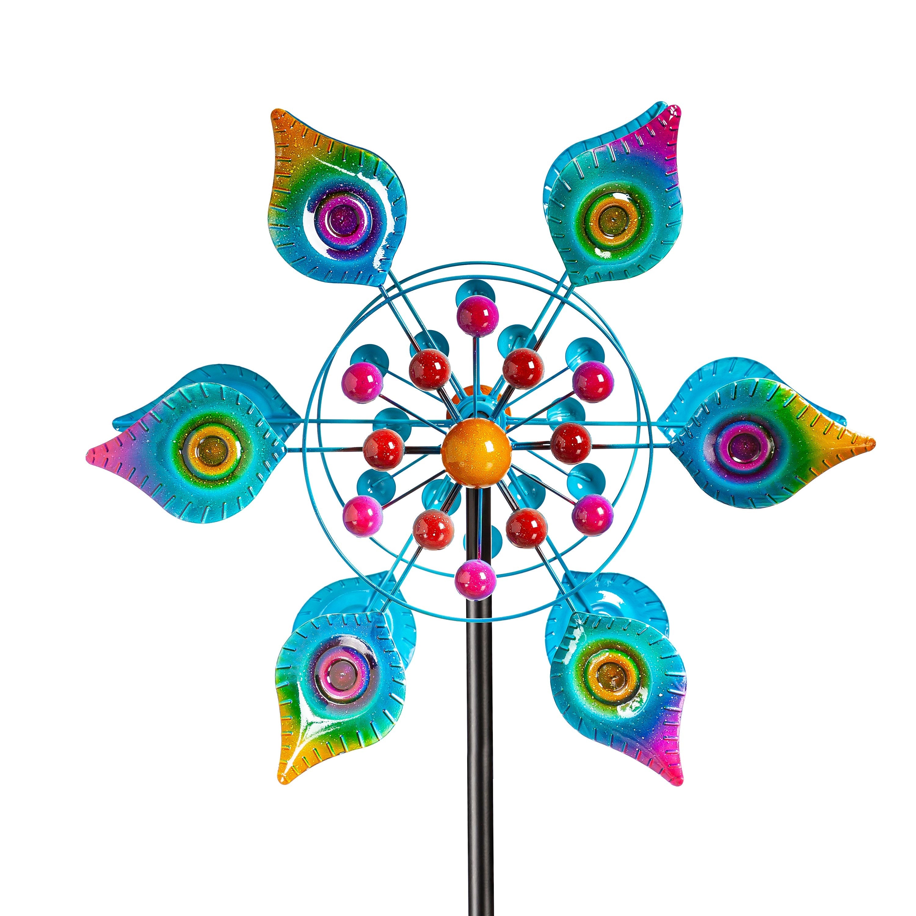 75"H Peacock Tail Wind Spinner