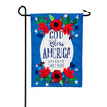 God Bless America Floral Garden Linen Flag