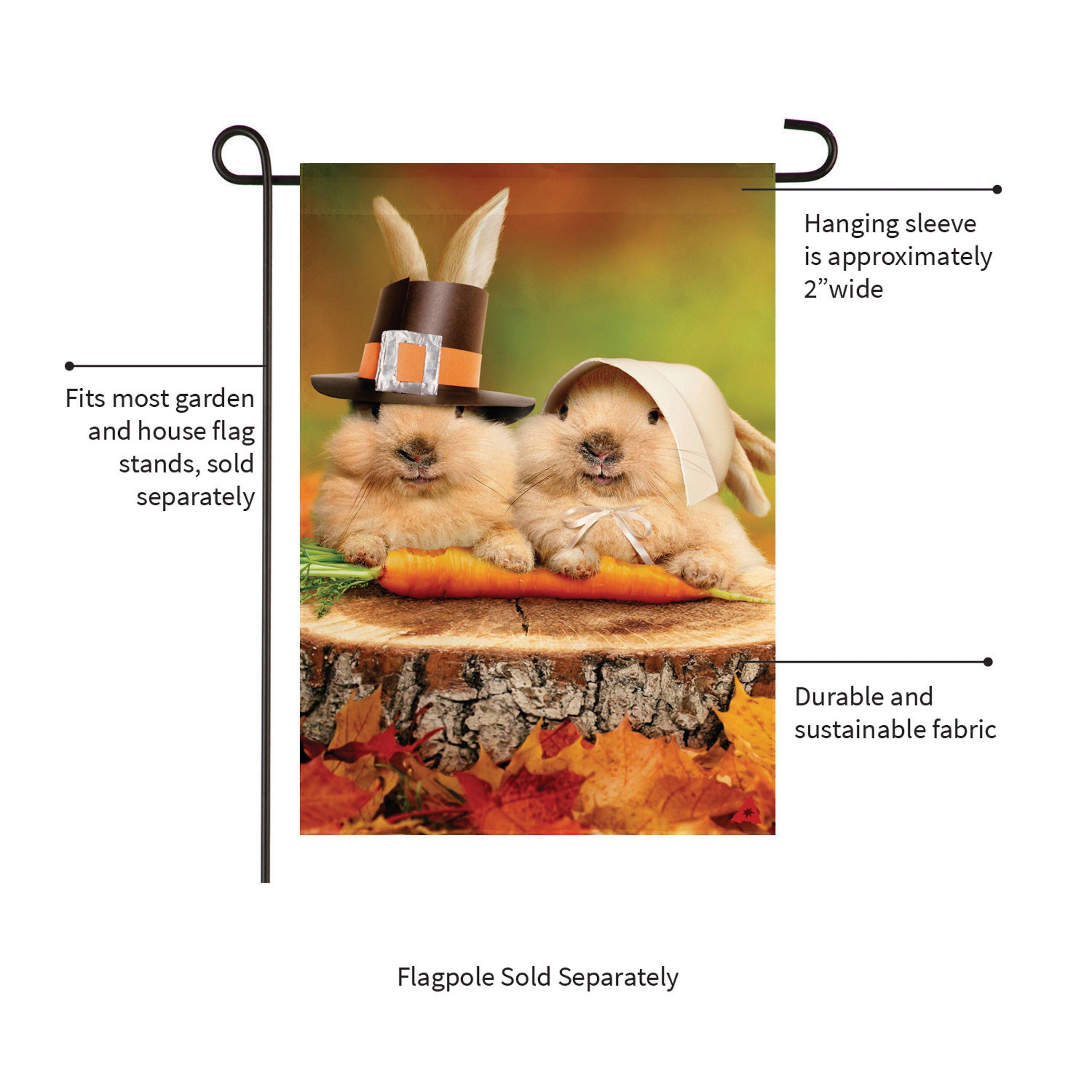 Bunny Pilgrims Suede Garden Flag