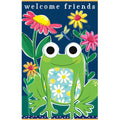 Welcome Friends Frog Burlap House Flag
