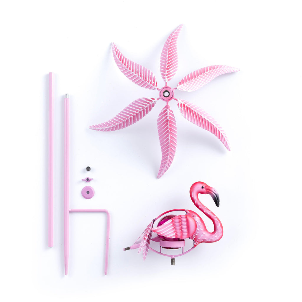 36"H Solar Flamingo Staked Wind Spinner