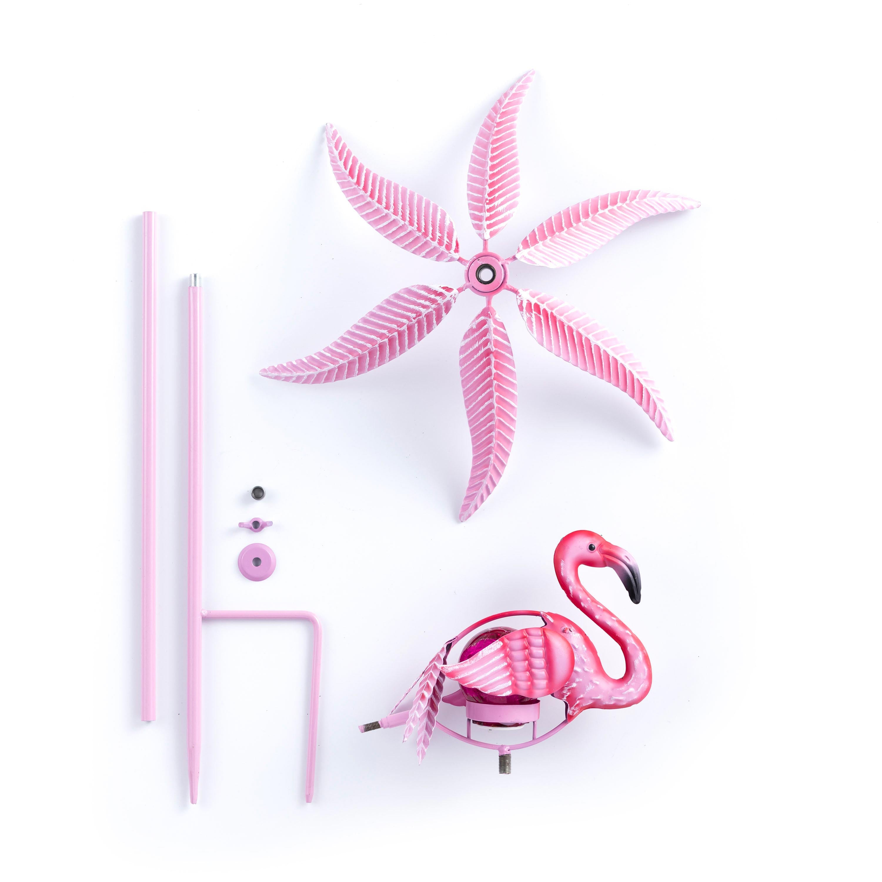 36"H Solar Flamingo Staked Wind Spinner
