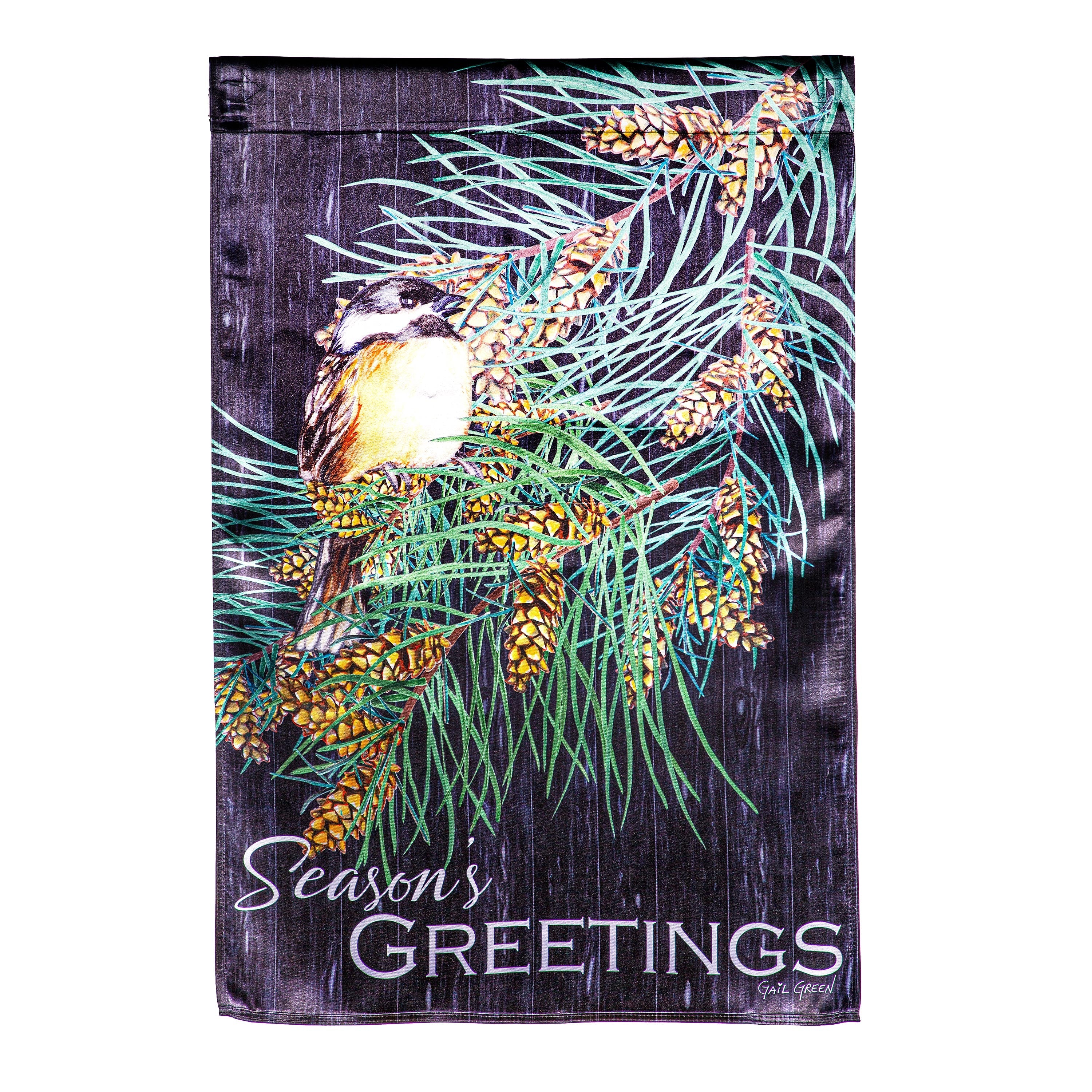 Season's Greeting Bird Lustre House Flag