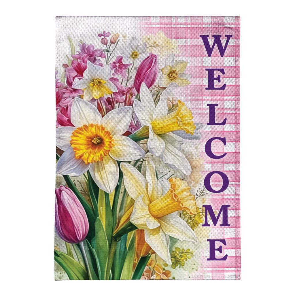 Blooming Buttercups Burlap House Flag