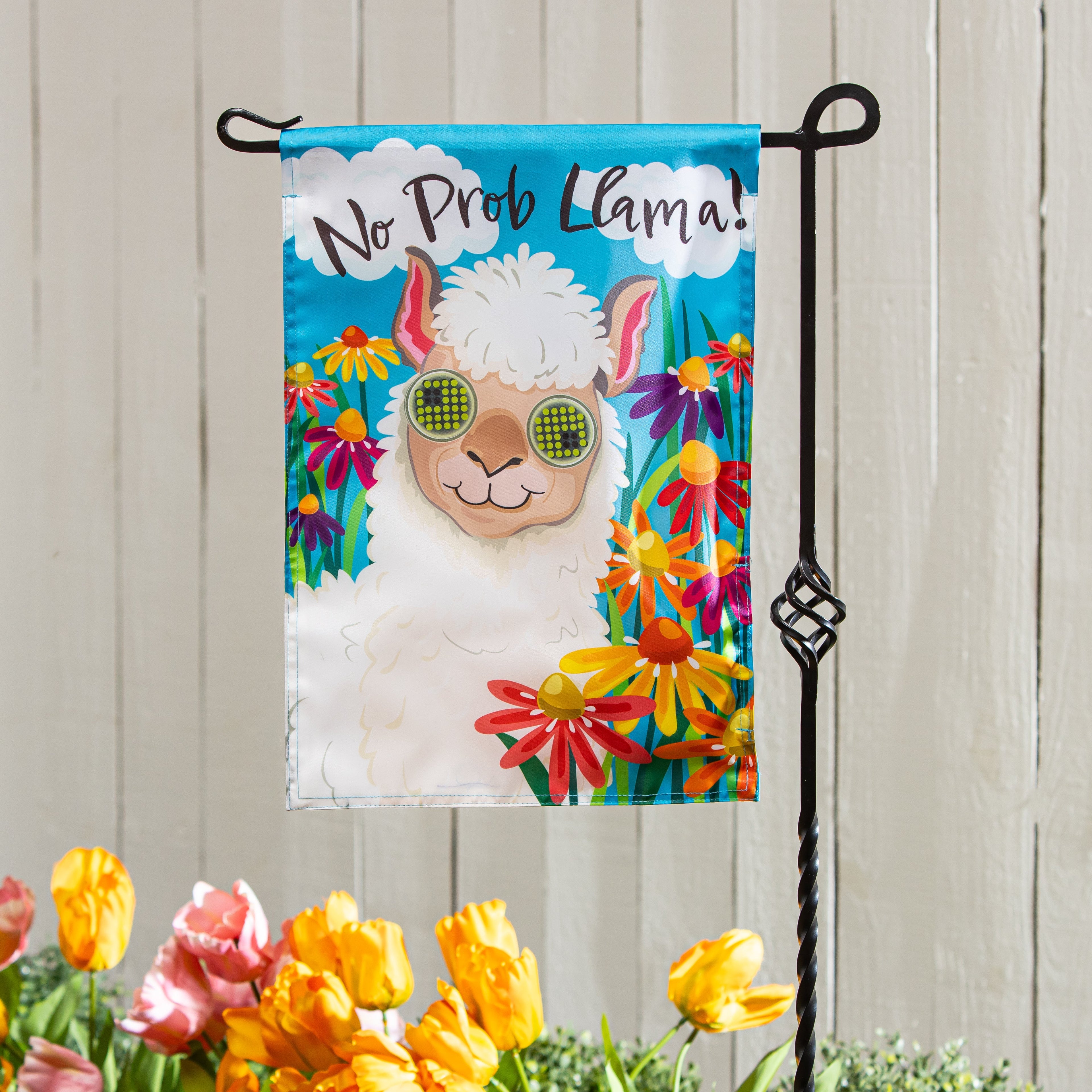 Animated No Prob Llama Applique Lighted Garden Flag