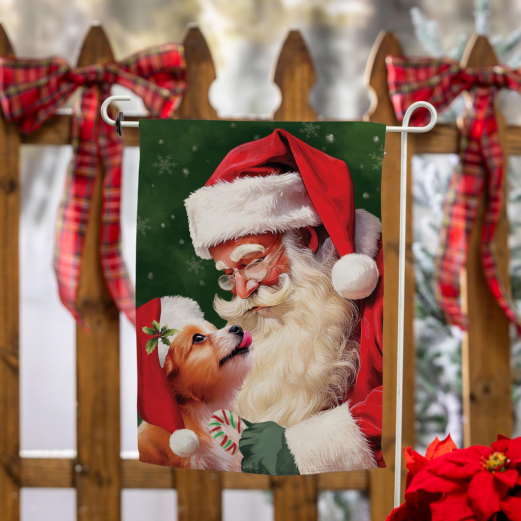 Santa & Olive Suede Garden Flag