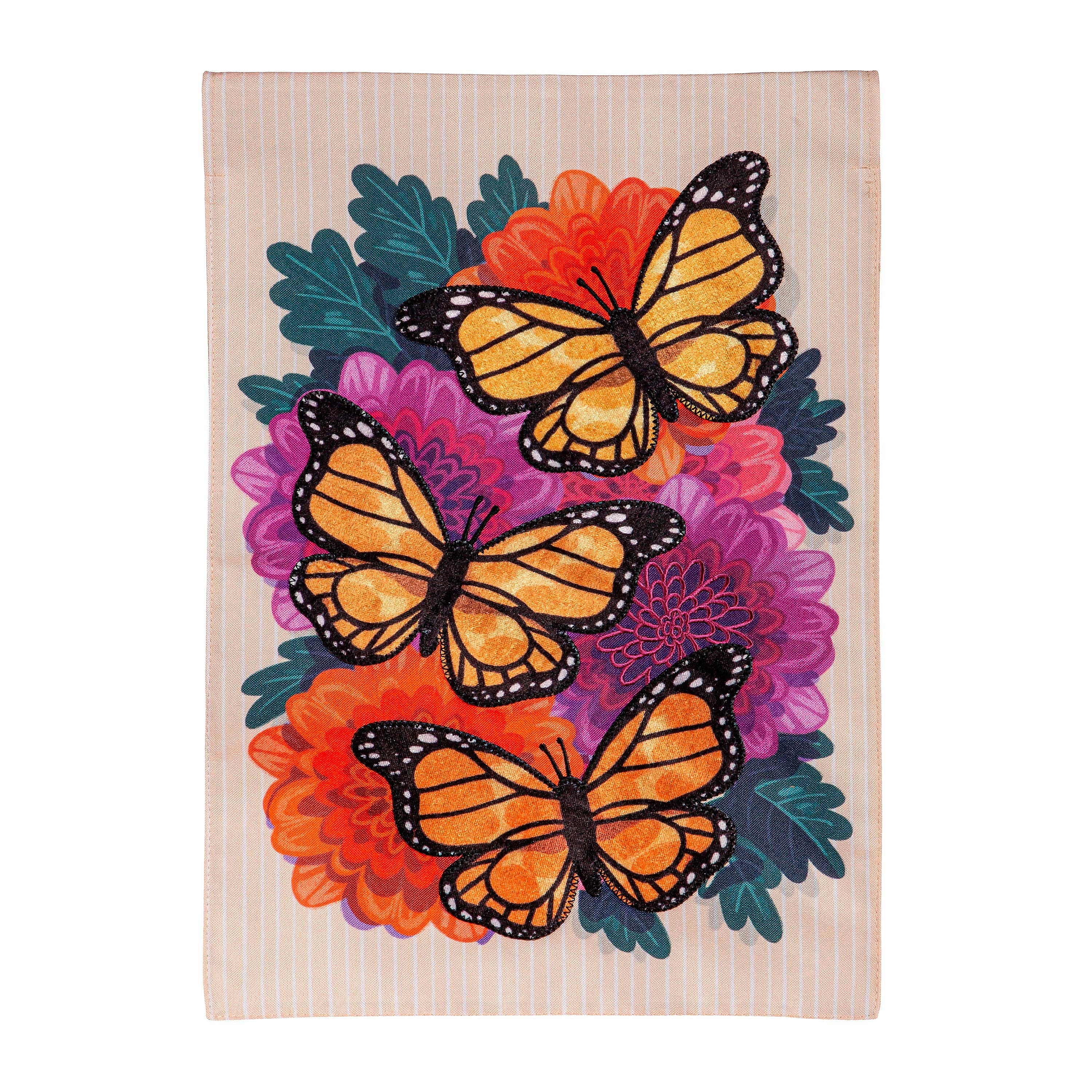 Monarchs on Mums Burlap Garden Flag