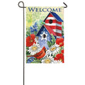 Patriotic Birdhouse & Cardinal Garden Sub Suede Flag