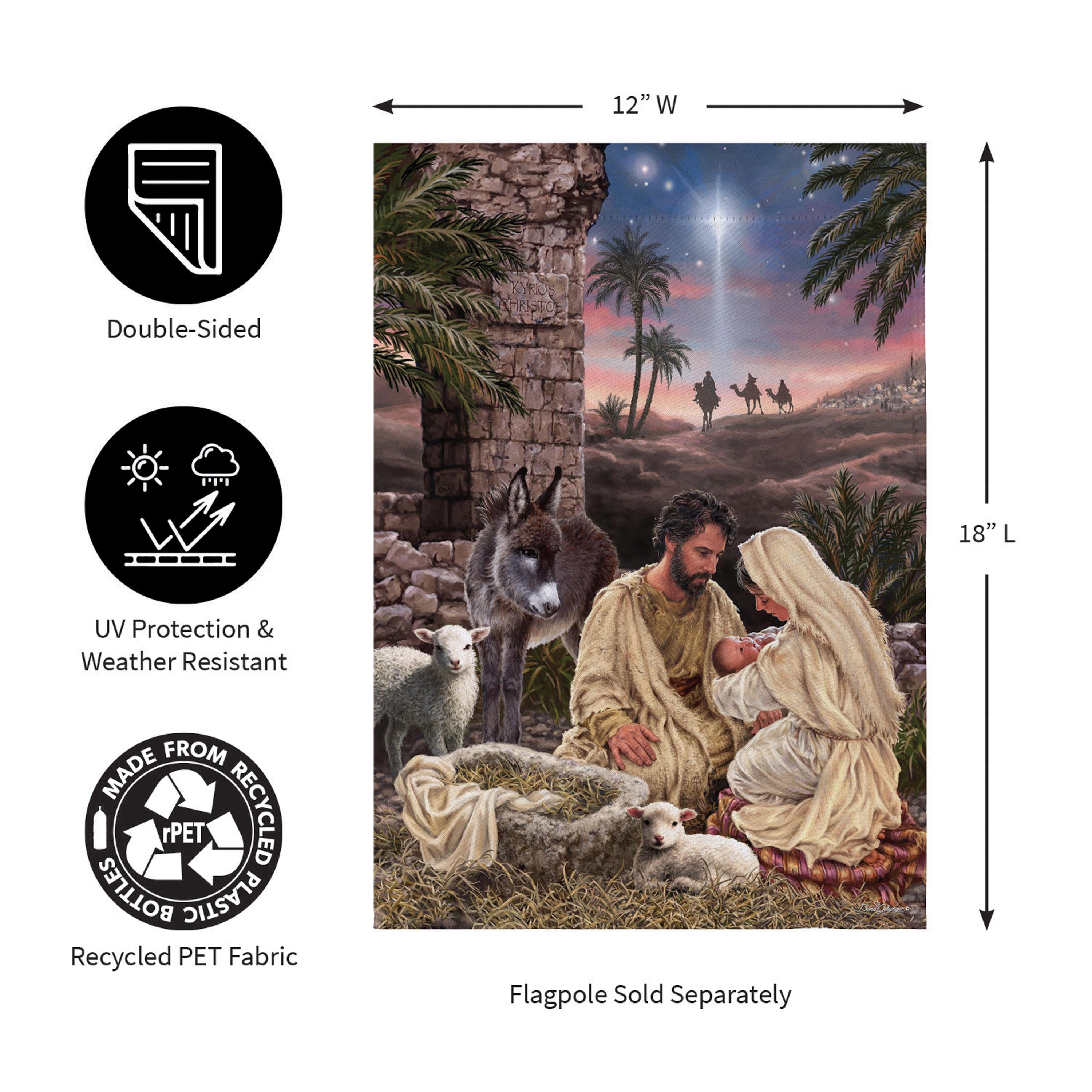 Brilliant Nativity Suede Garden Flag