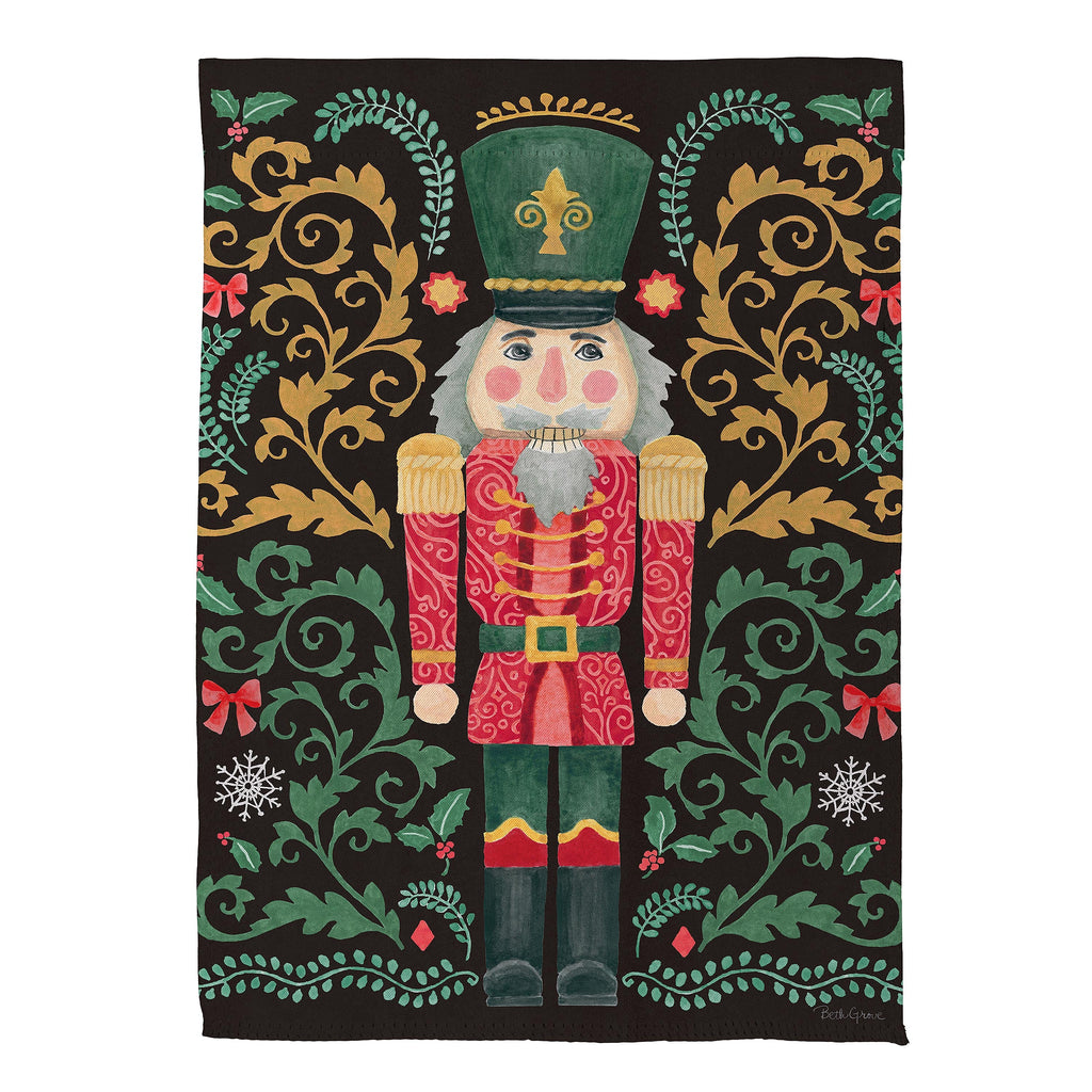 Nutcracker & Sleigh Suede House Flag