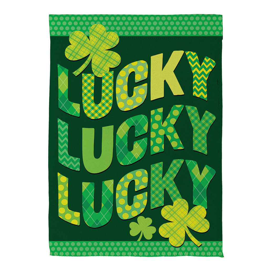 Triple Lucky Suede Garden Flag