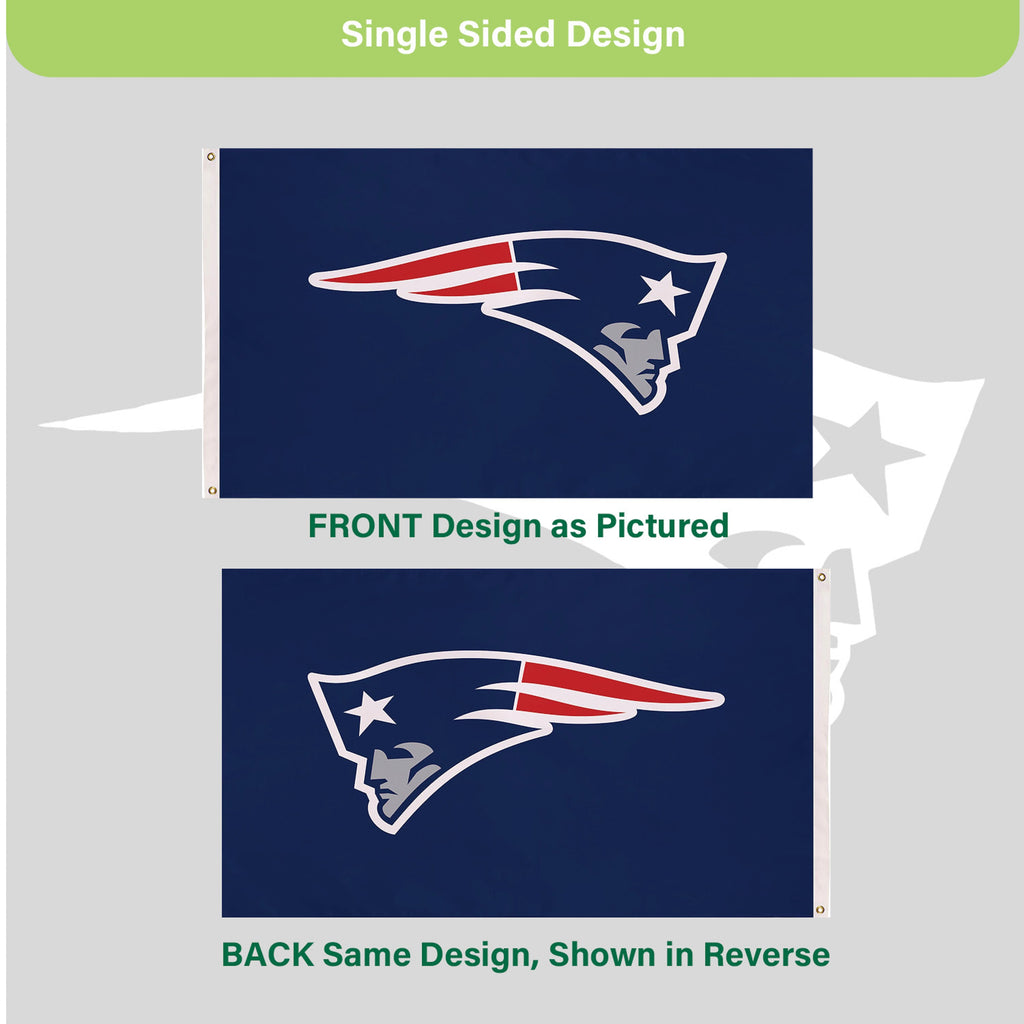 New England Patriots Single Sided Flag w/ 2 Grommets, 3'x5'