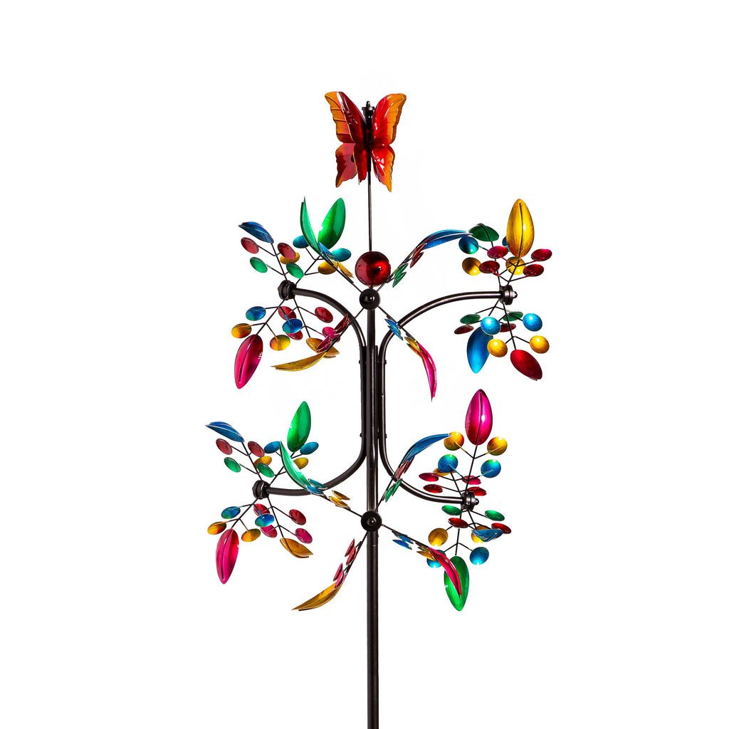 Metal Wind Spinner, Spinning Colorful Tower, 81"H