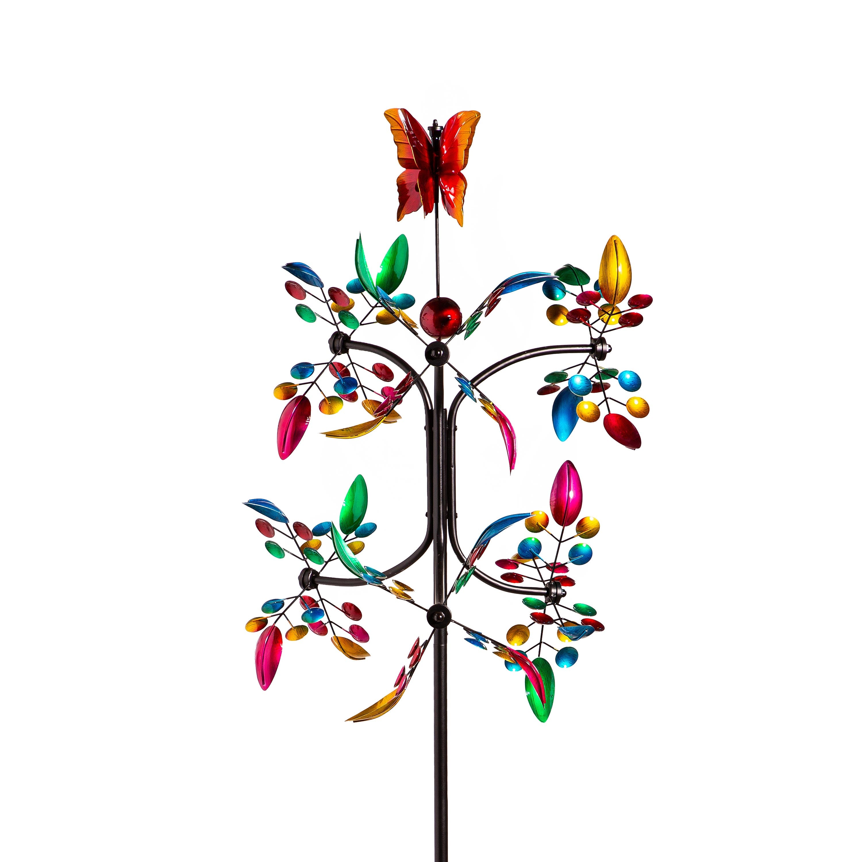 Metal Wind Spinner, Spinning Colorful Tower, 81"H
