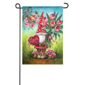 Valentine's Gnome Garden Suede Flag