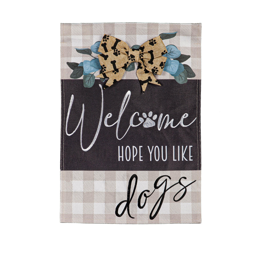 Dogs and Checks Garden Burlap Flag
