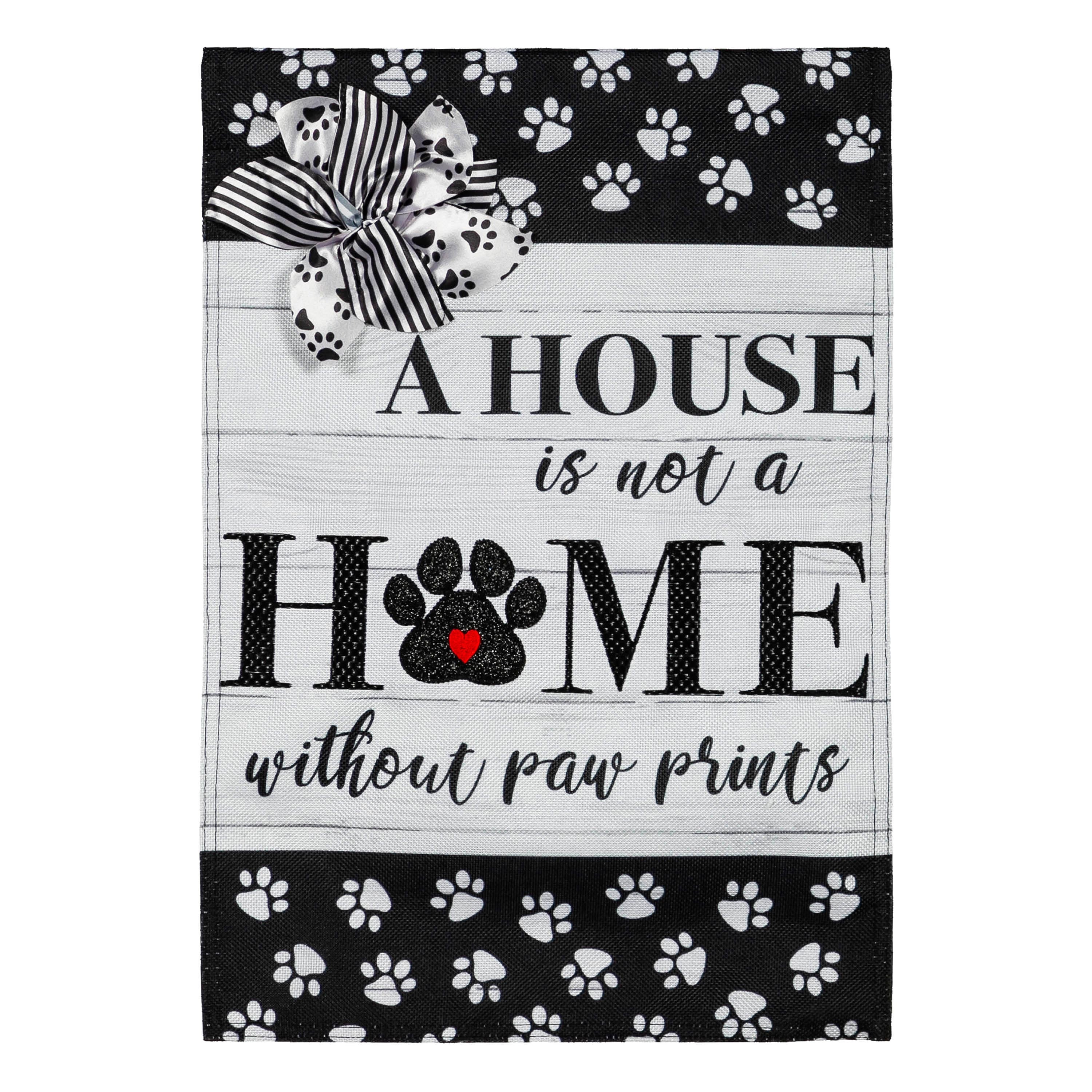 Paw Prints Burlap House Flag