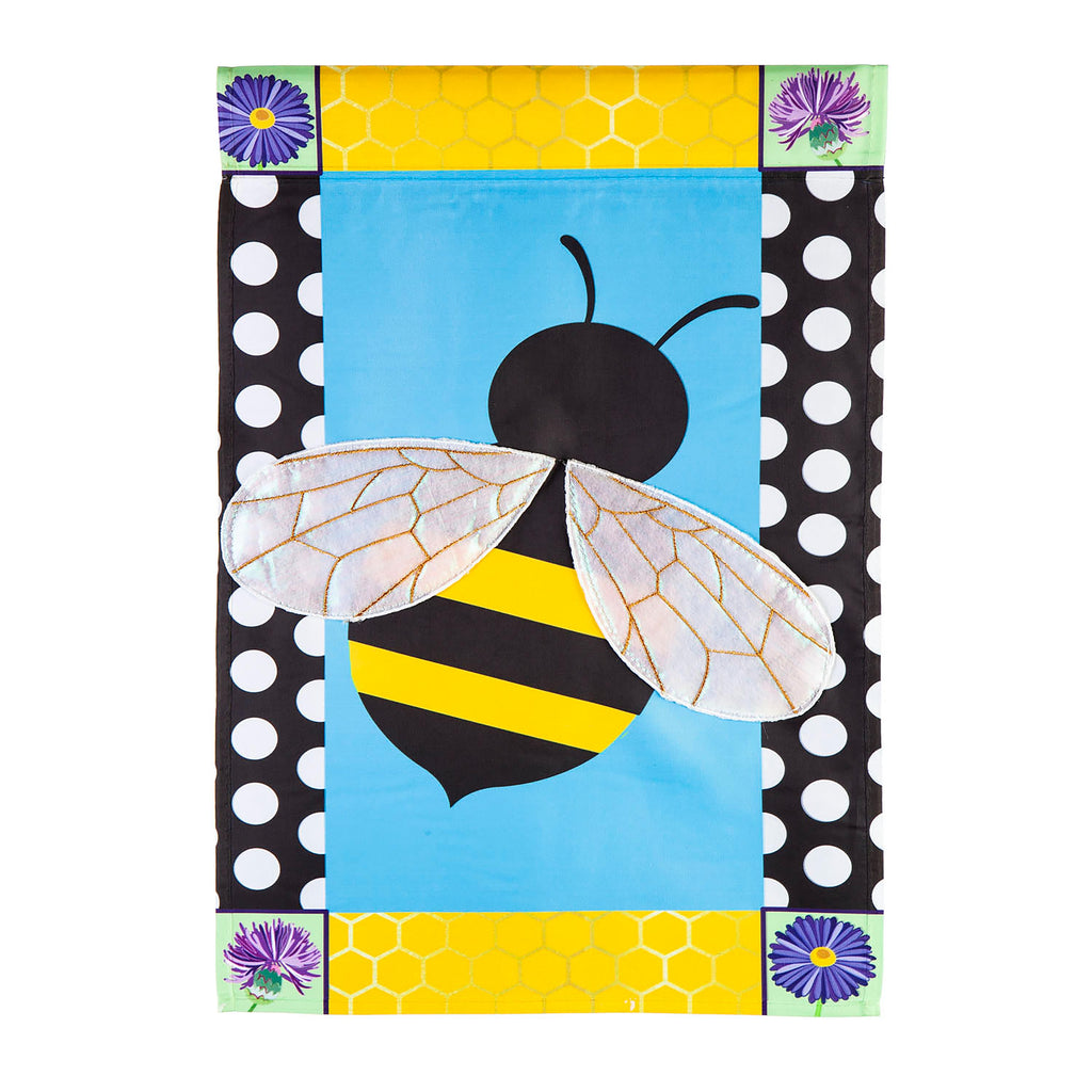 Bee with a Border Garden Applique Flag
